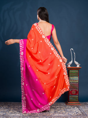 By Bollywood Style With Kashida Work Saree