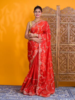By Traditional Saree With Aari Work