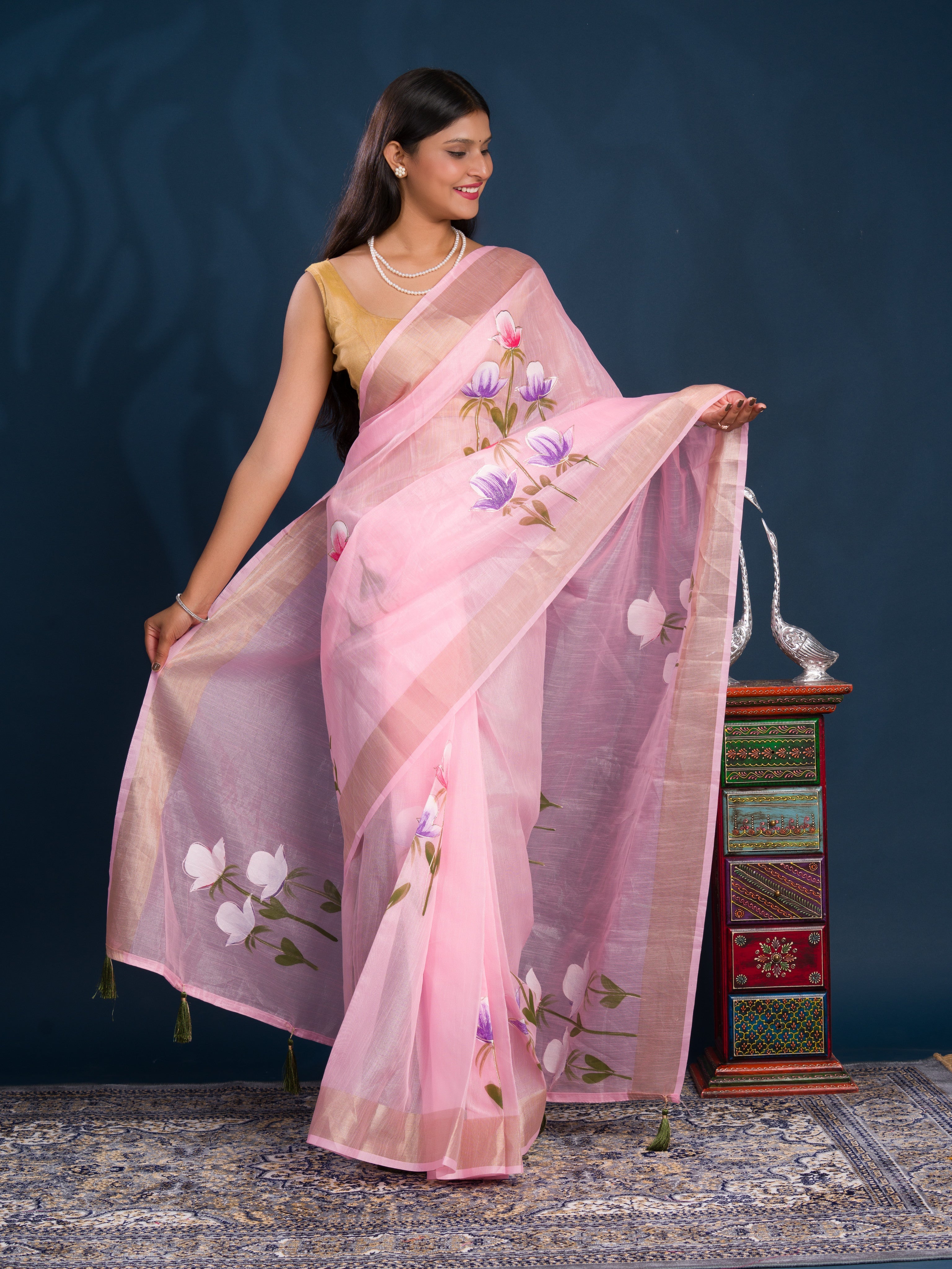 By Printed Saree Wih Casual Wear