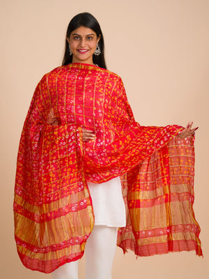 By Premium Art Silk Bandhani Ghatchola Dupatta for Traditional Look