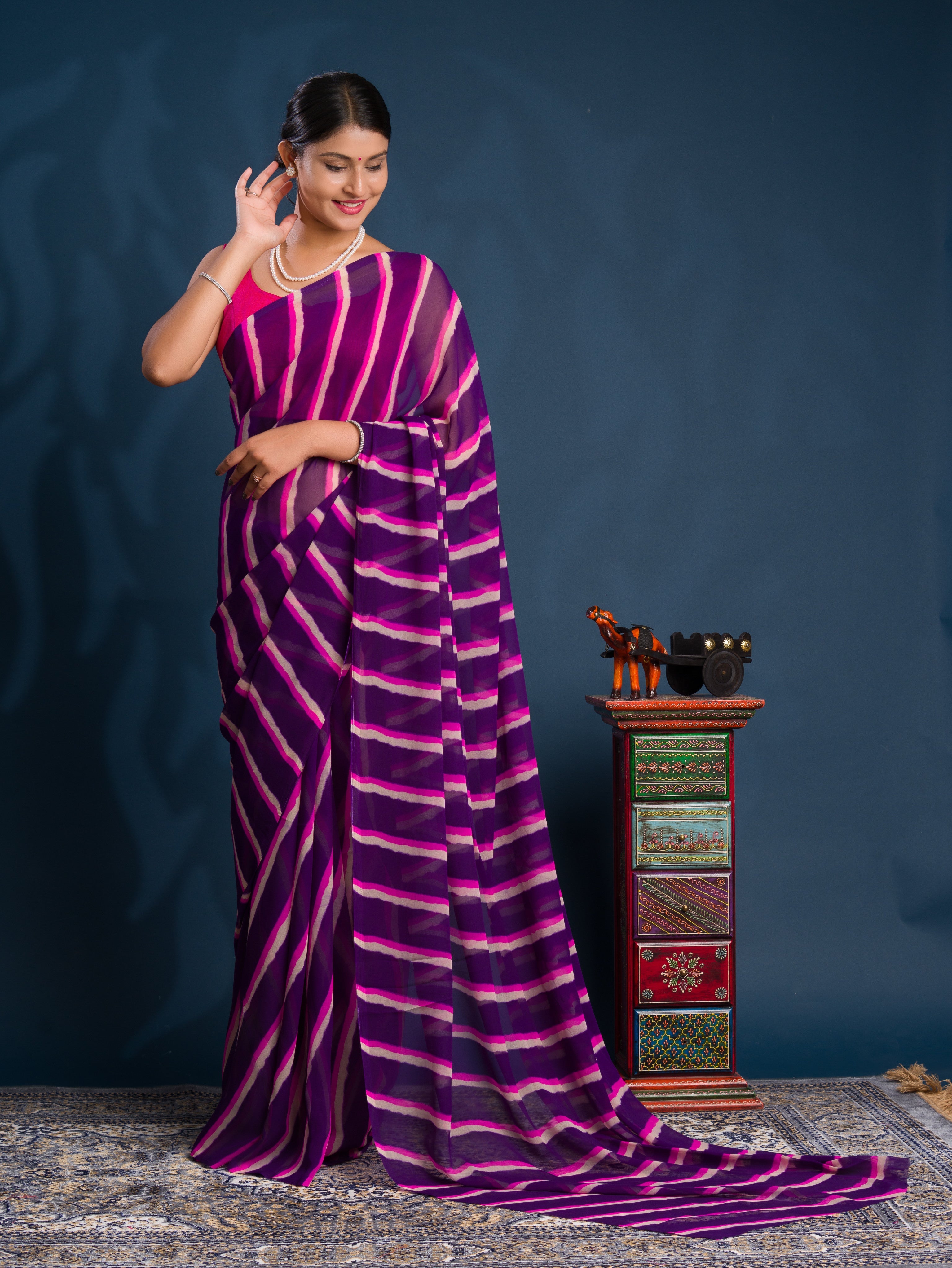 Leheriya Style  Saree With Casual Wear