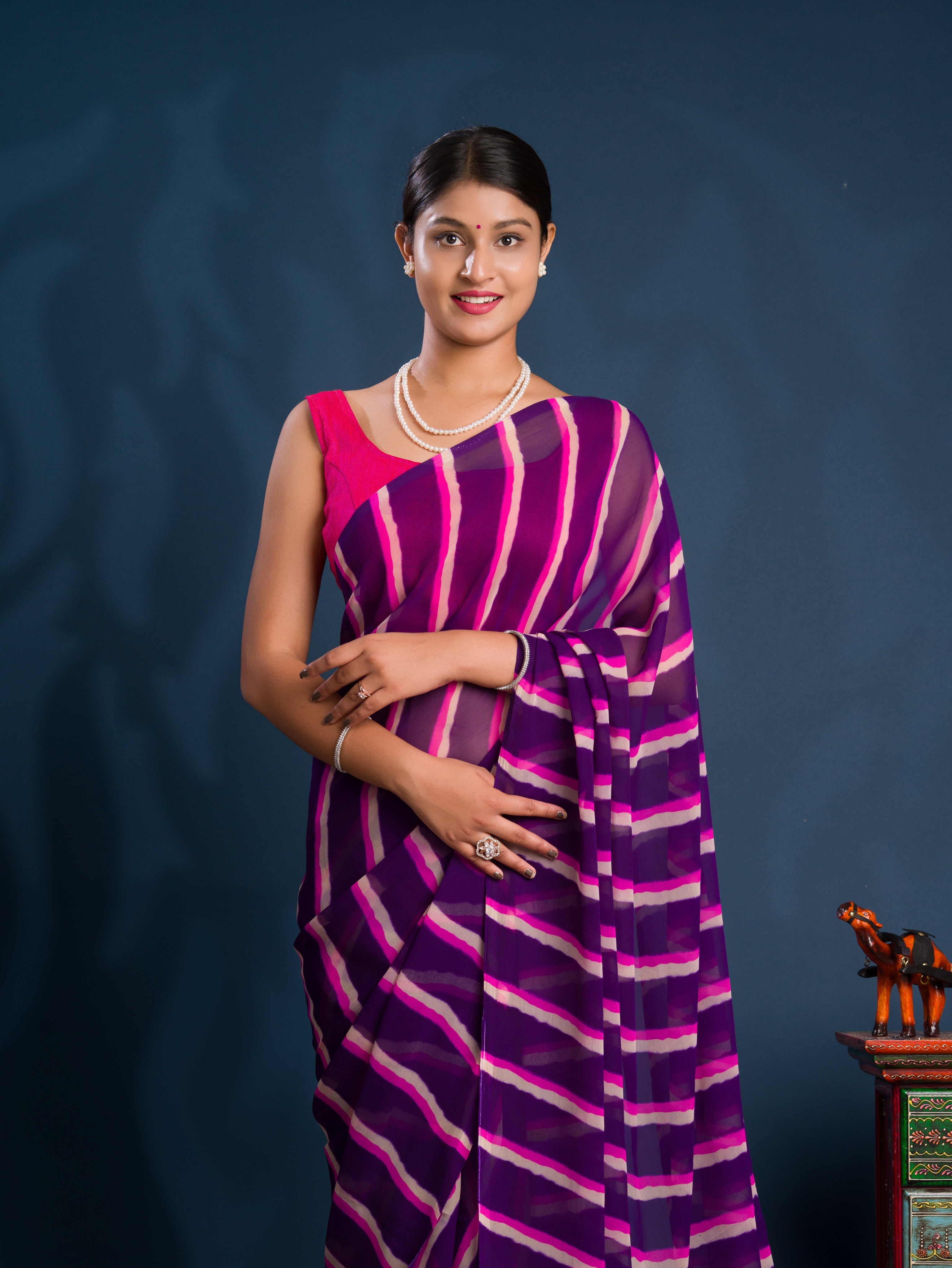 Leheriya Style  Saree With Casual Wear