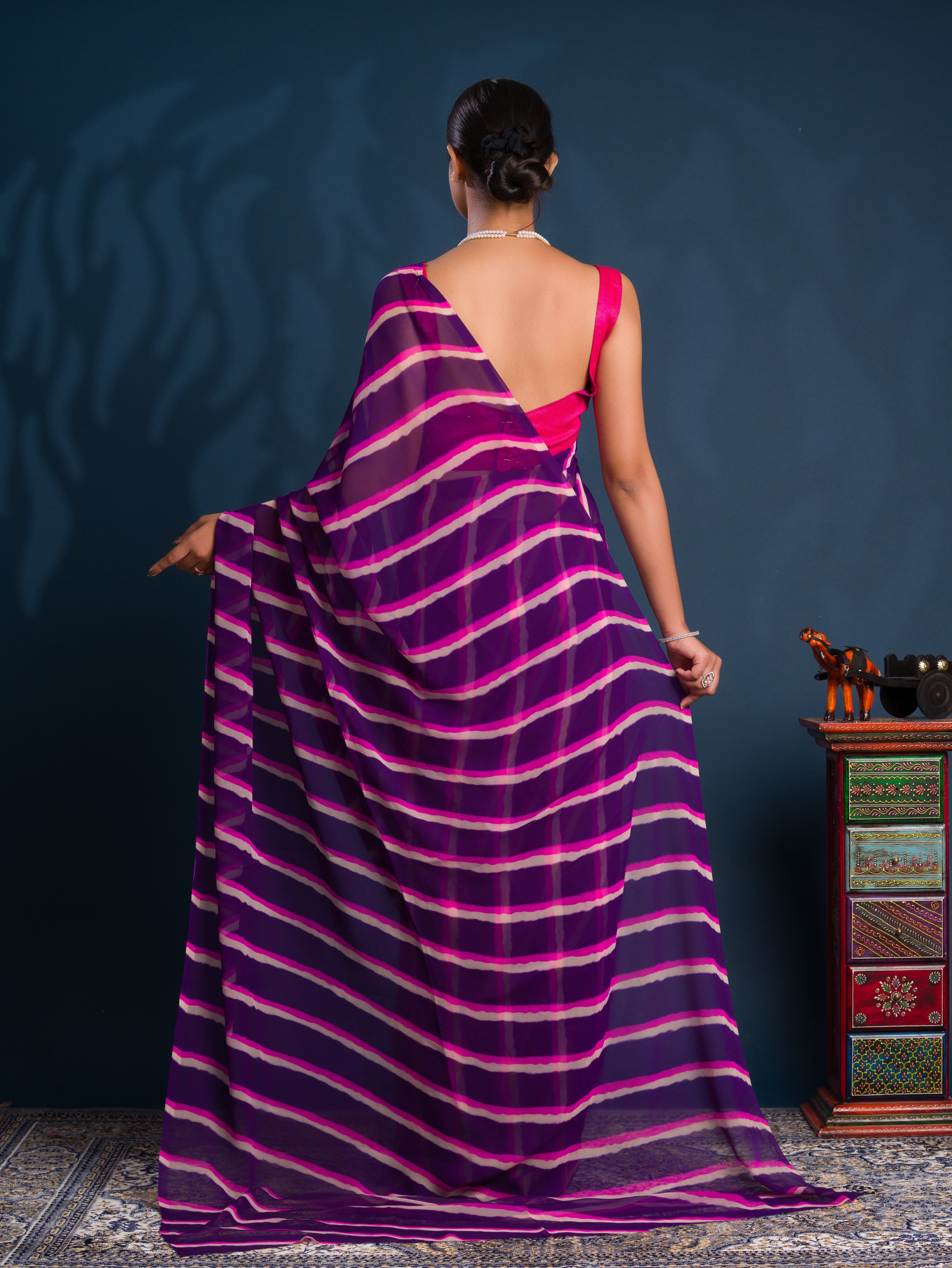 Leheriya Style  Saree With Casual Wear