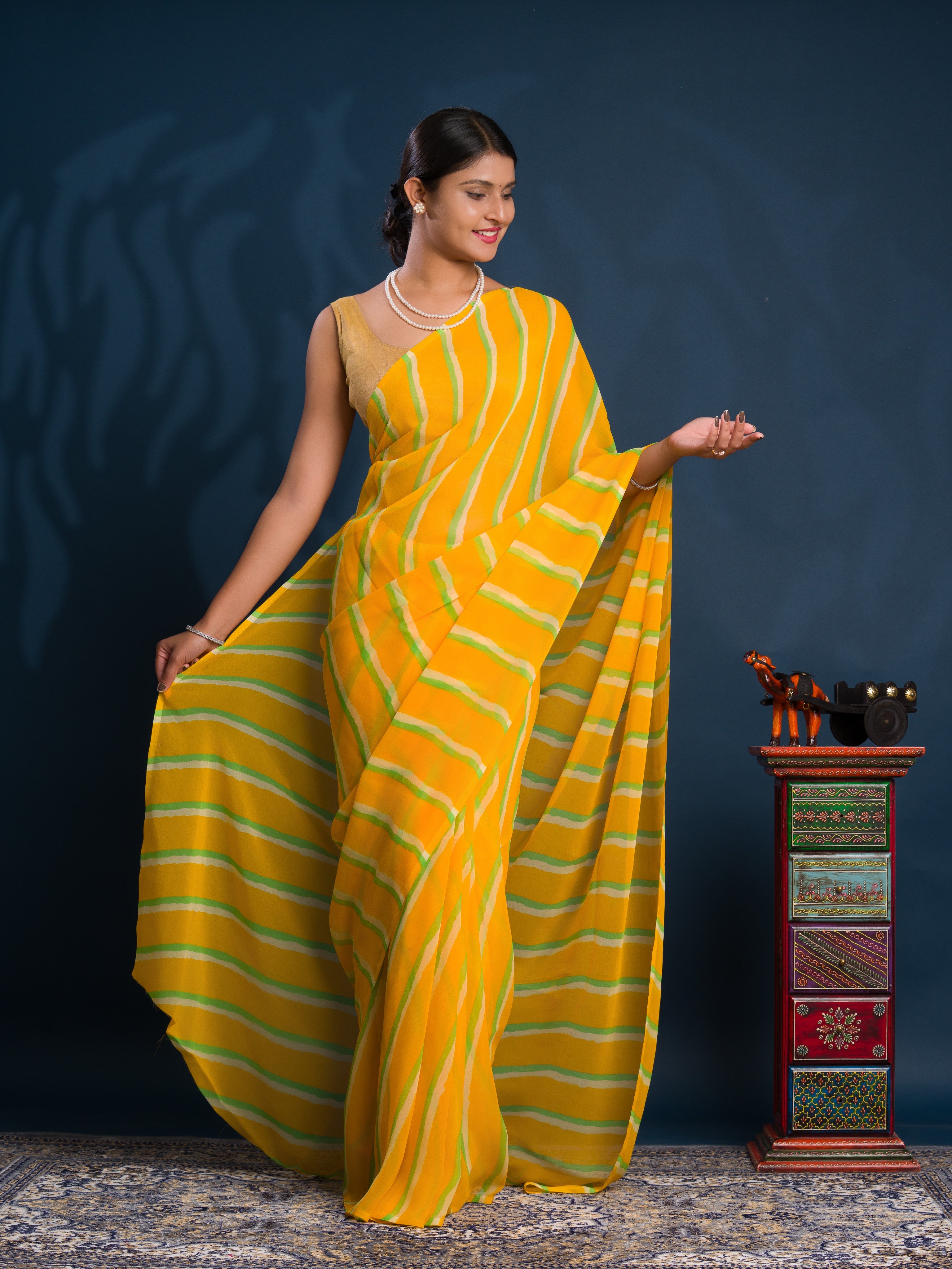 Leheriya Style  Saree With Casual Wear
