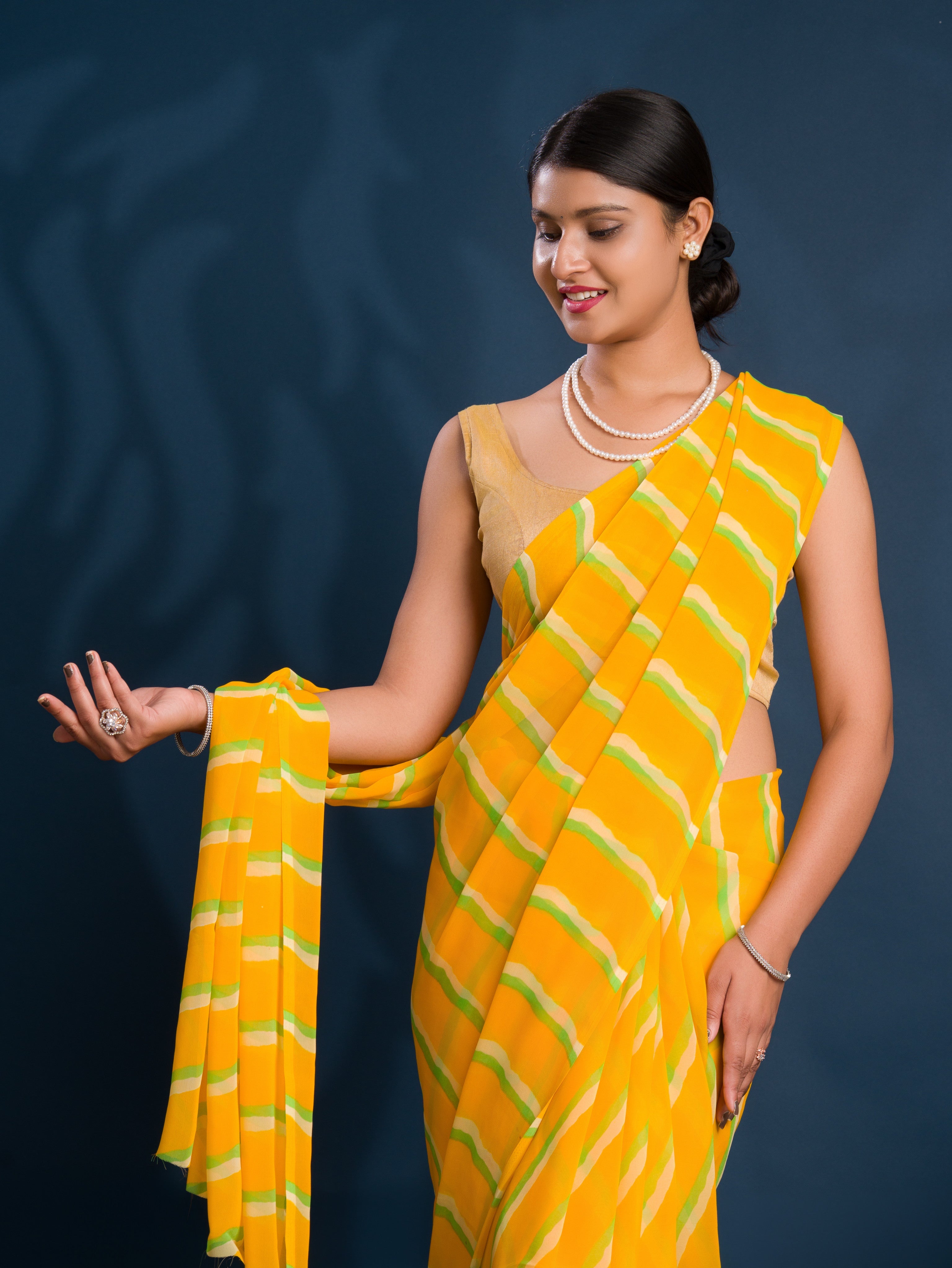 Leheriya Style  Saree With Casual Wear