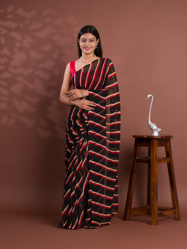 Tanmira New Spiceal Chiffon Leheriya Style Causal wear Saree STL