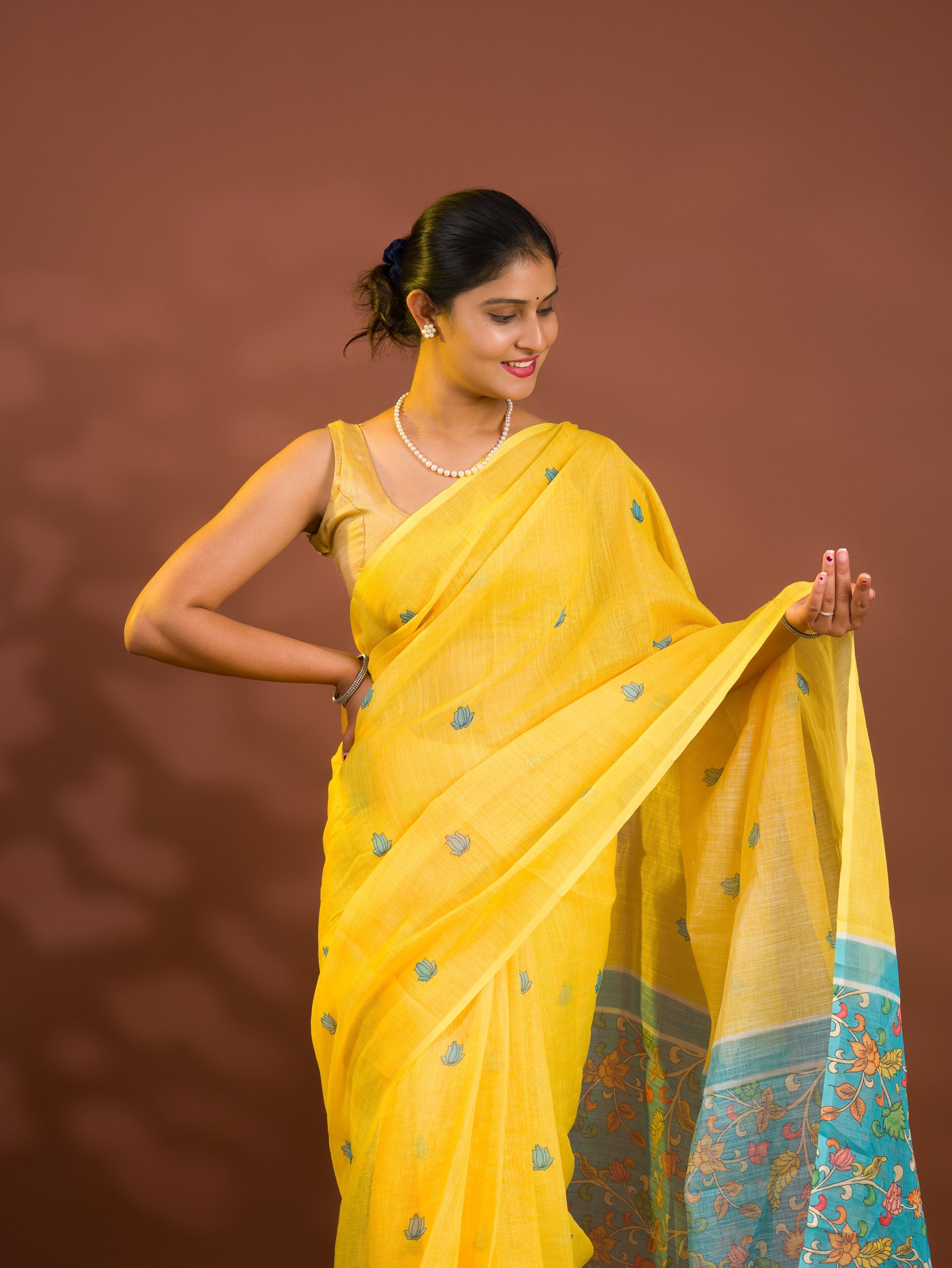 By Kalamkari  Saree With Casual/ Festive Wear