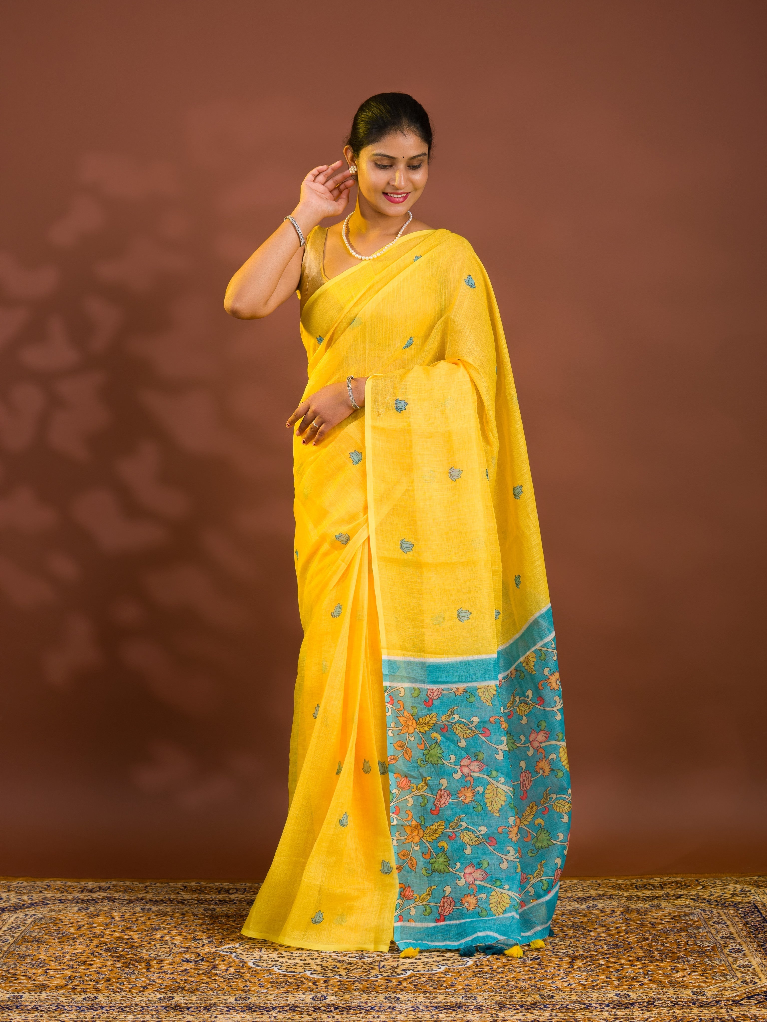 By Kalamkari  Saree With Casual/ Festive Wear