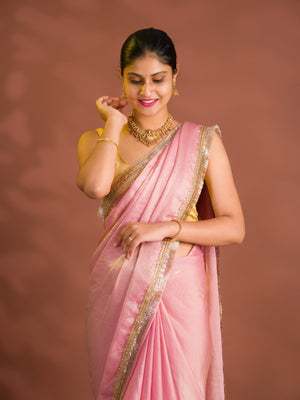 By Chiffon Tissue Saree  With Party Wear