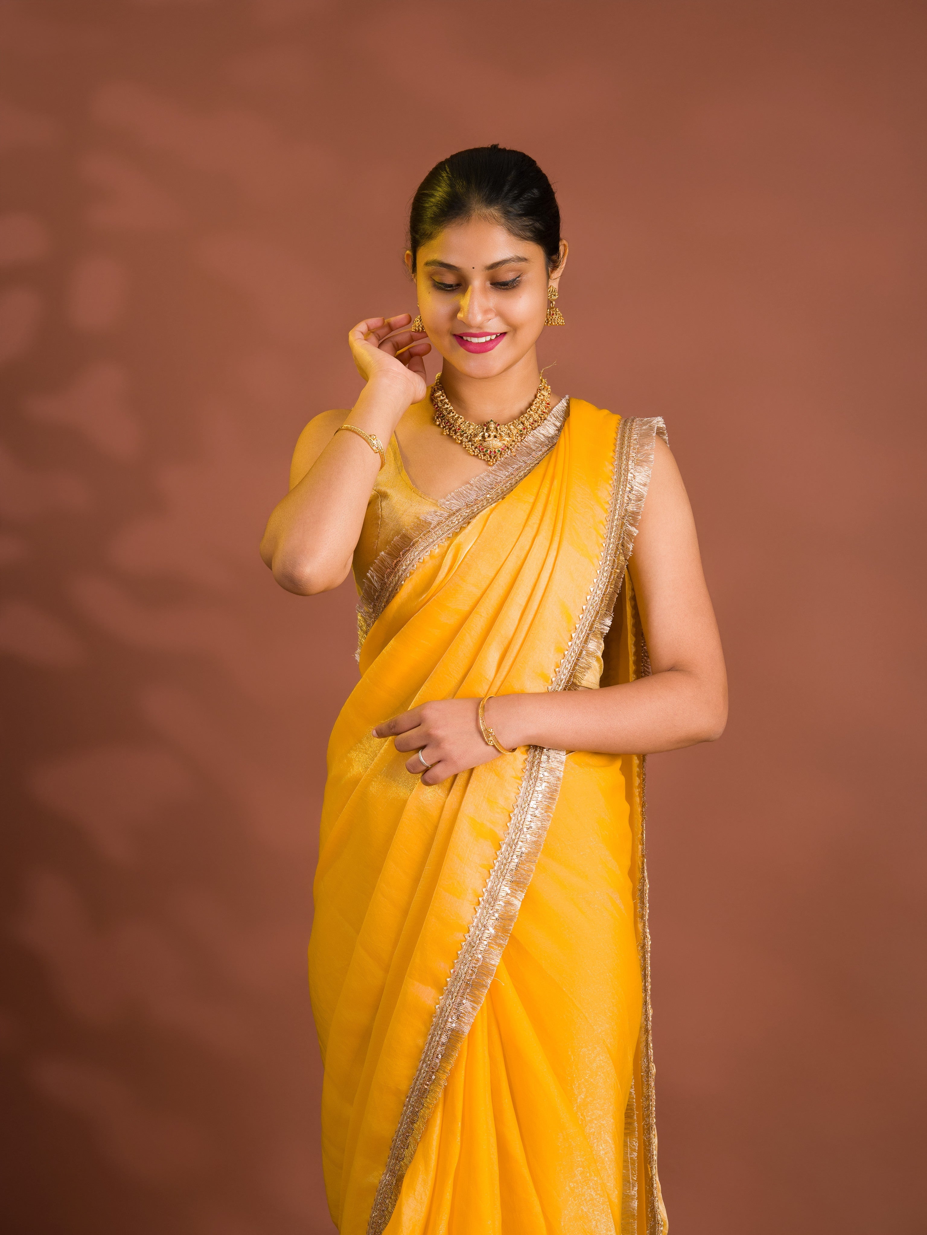 By Chiffon Tissue Saree With Party Wear