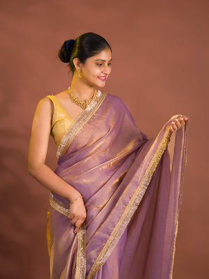 By Chiffon Tissue Saree  With Party Wear