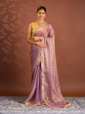 By Chiffon Tissue Saree  With Party Wear