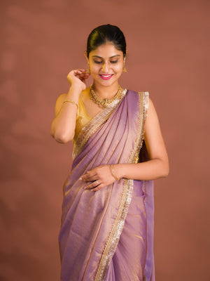 By Chiffon Tissue Saree  With Party Wear