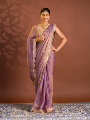 By Chiffon Tissue Saree  With Party Wear