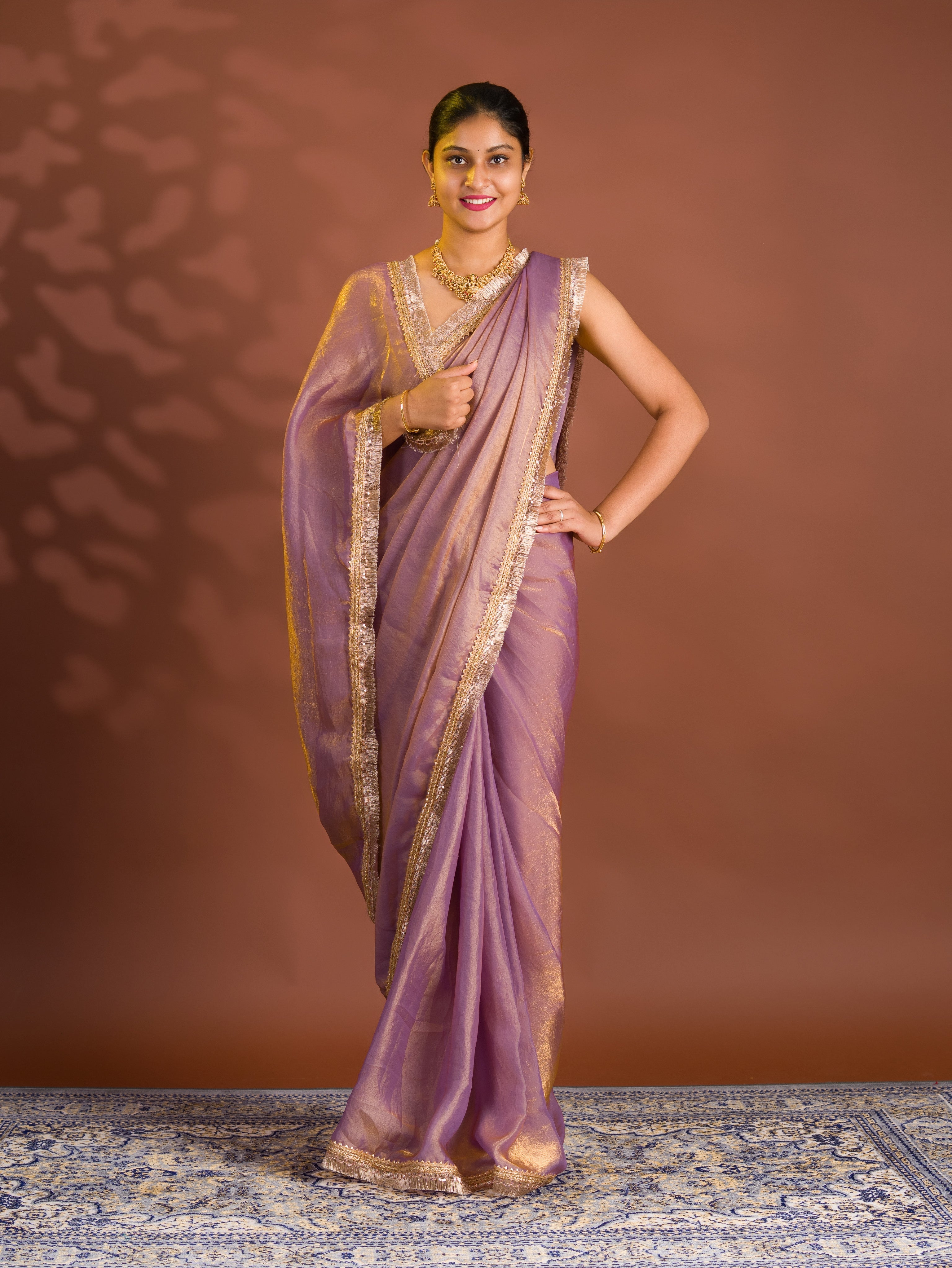 By Chiffon Tissue Saree  With Party Wear