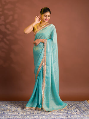 By Chiffon Tissue Saree  With Party Wear