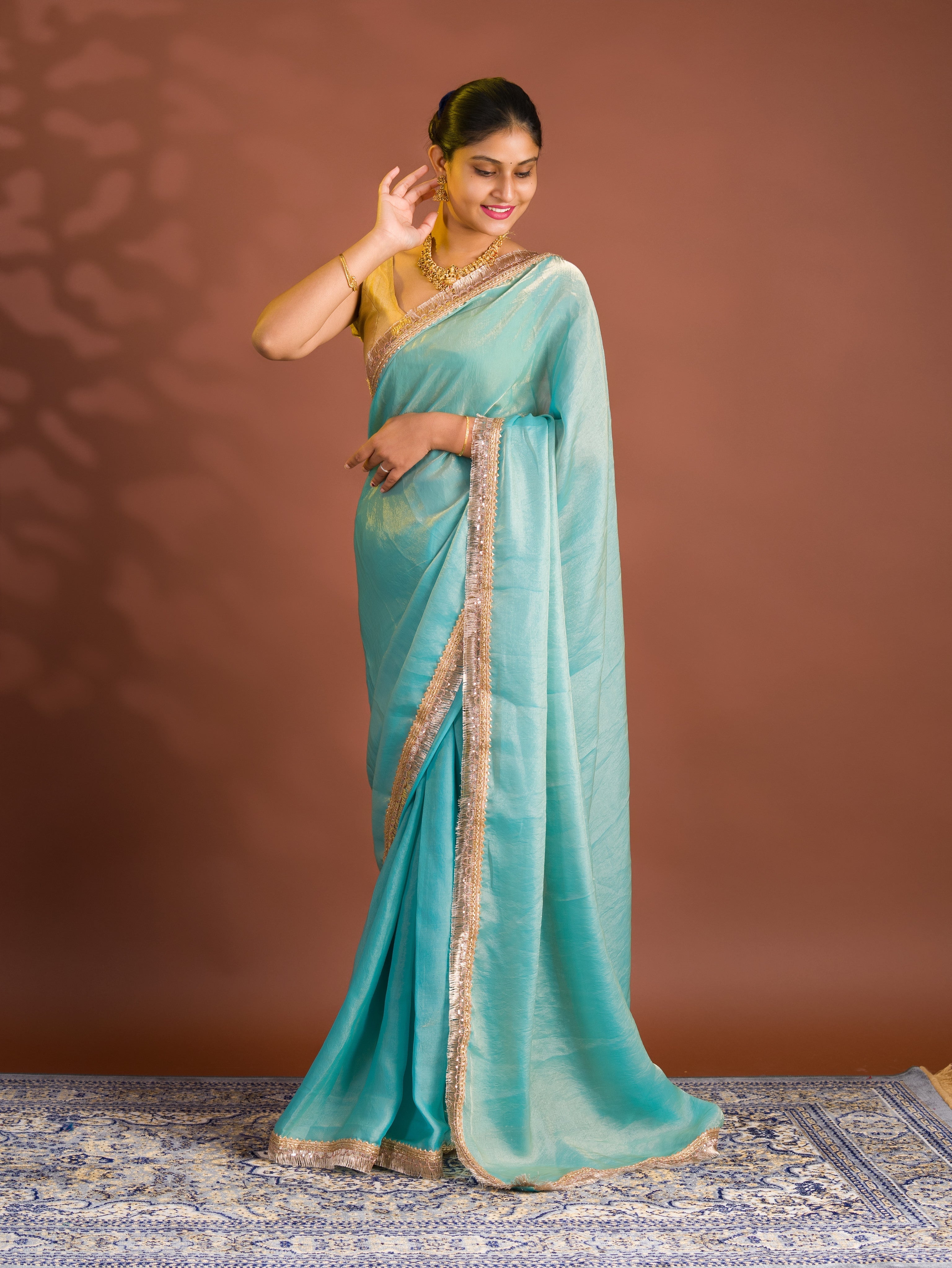 By Chiffon Tissue Saree  With Party Wear
