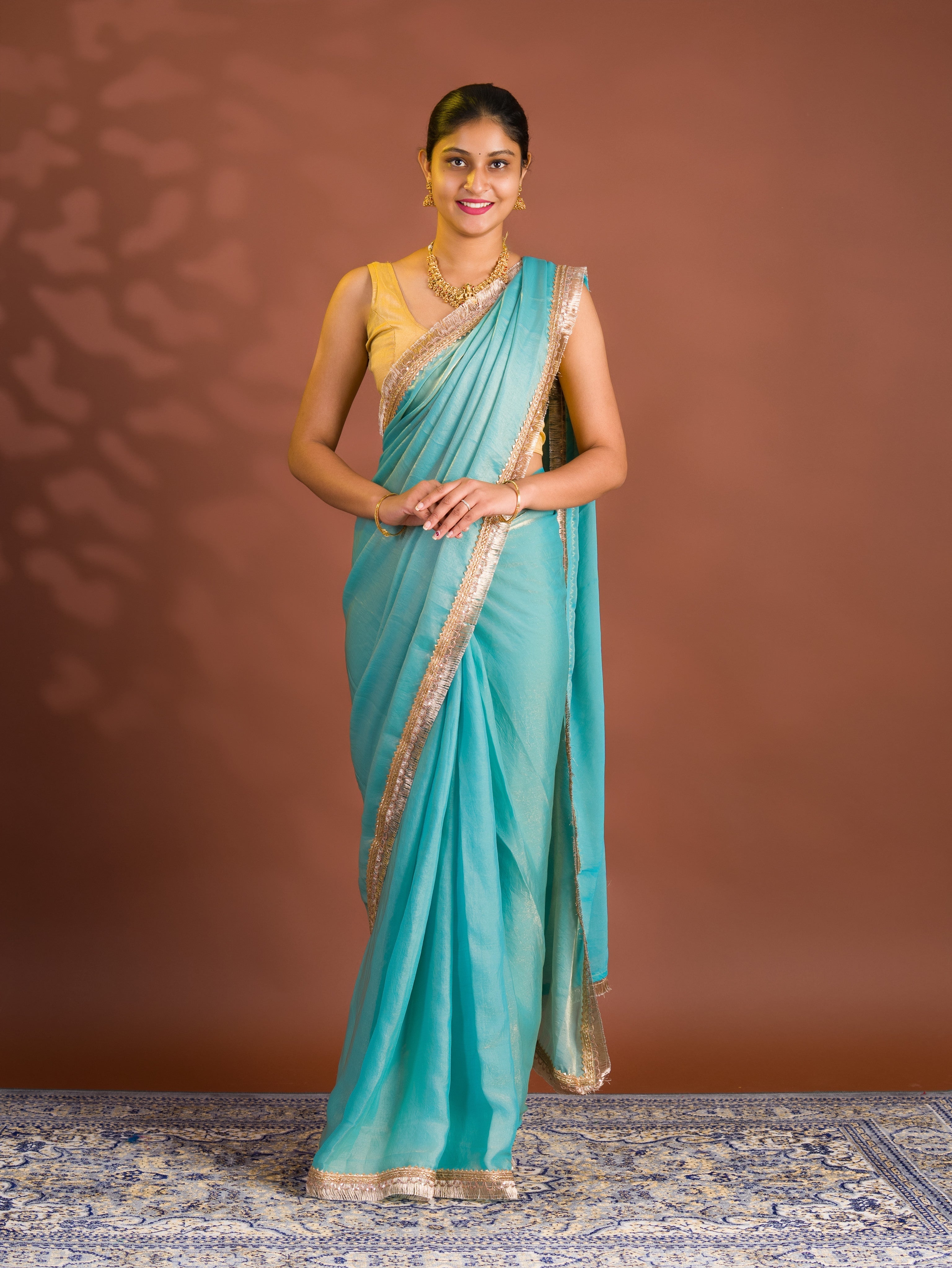 By Chiffon Tissue Saree  With Party Wear