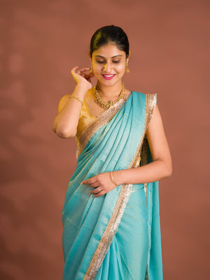 By Chiffon Tissue Saree  With Party Wear