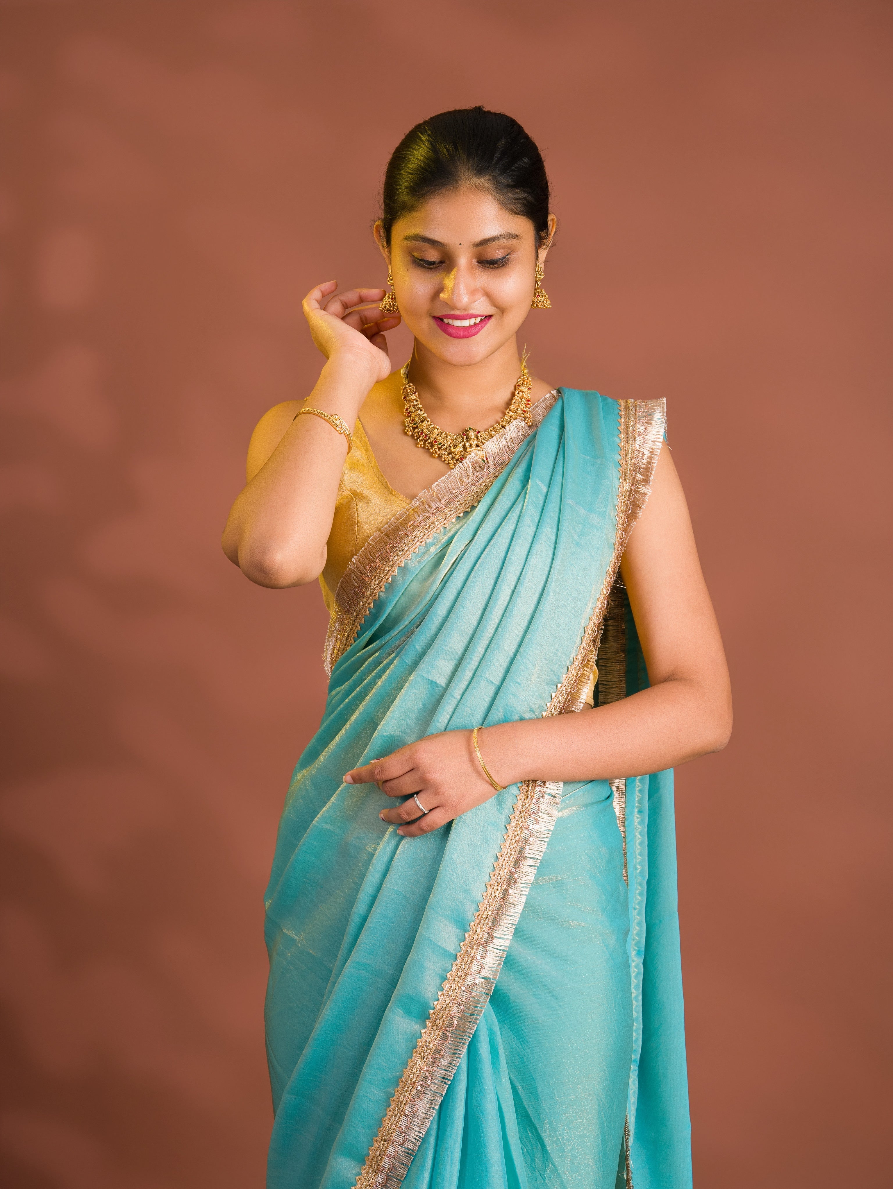 By Chiffon Tissue Saree  With Party Wear