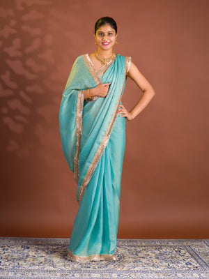 By Chiffon Tissue Saree  With Party Wear