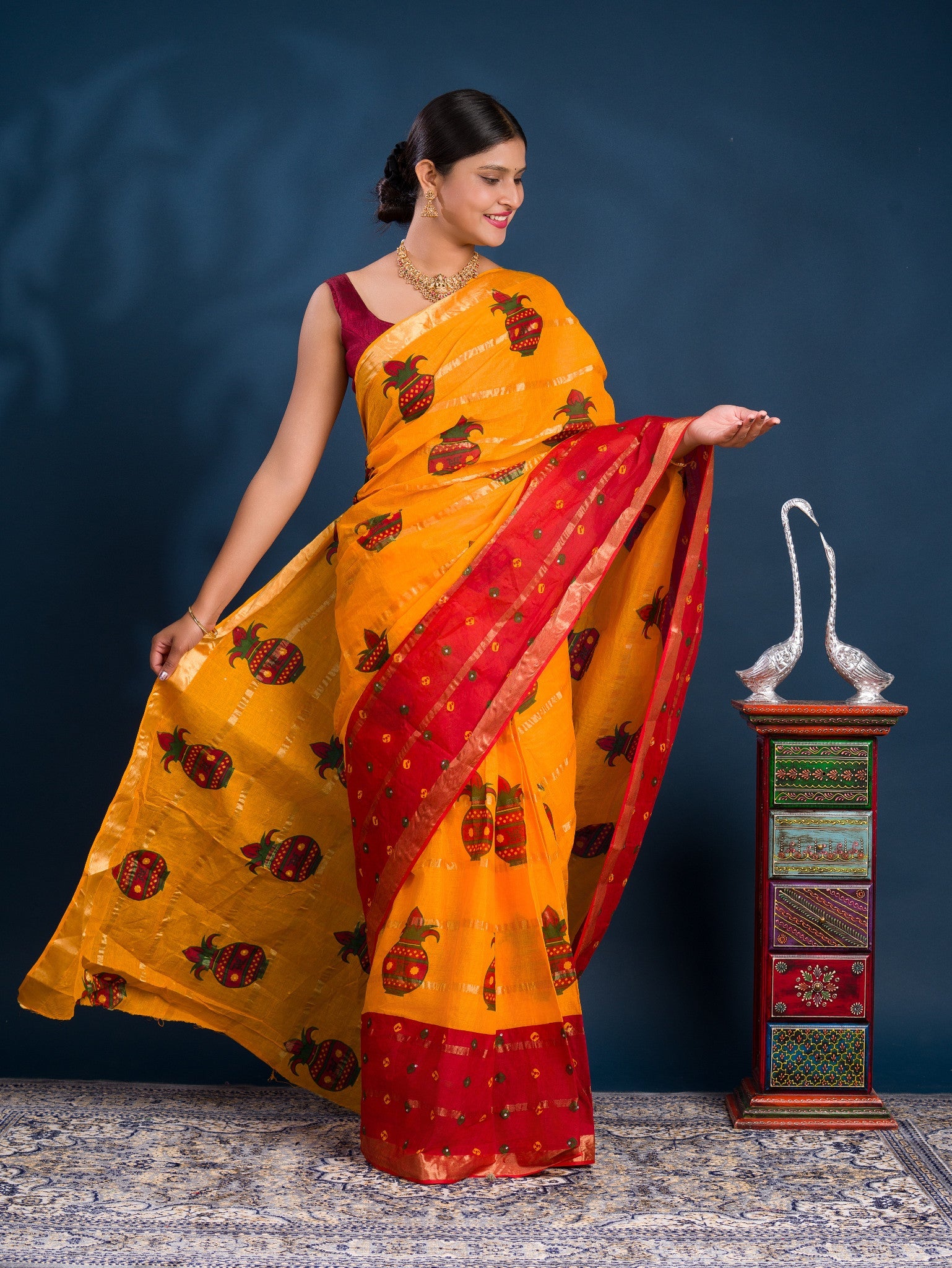 By Ghatchola Saree With Bikaneri bandhej Work 
