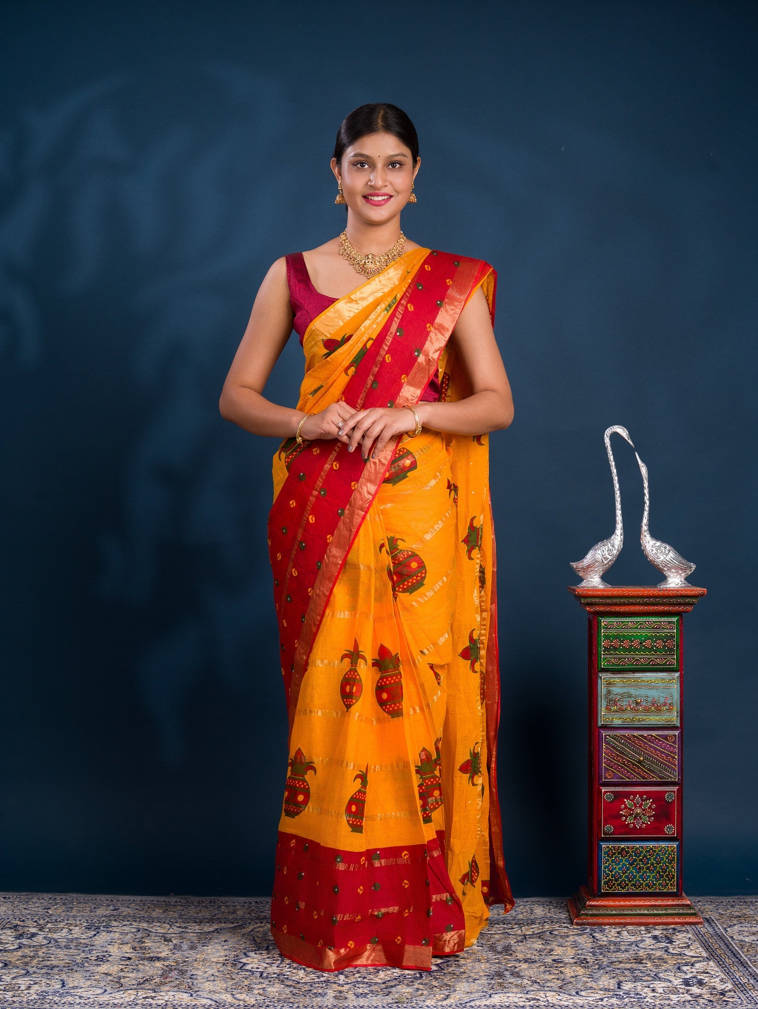 By Ghatchola Saree With Bikaneri bandhej Work 