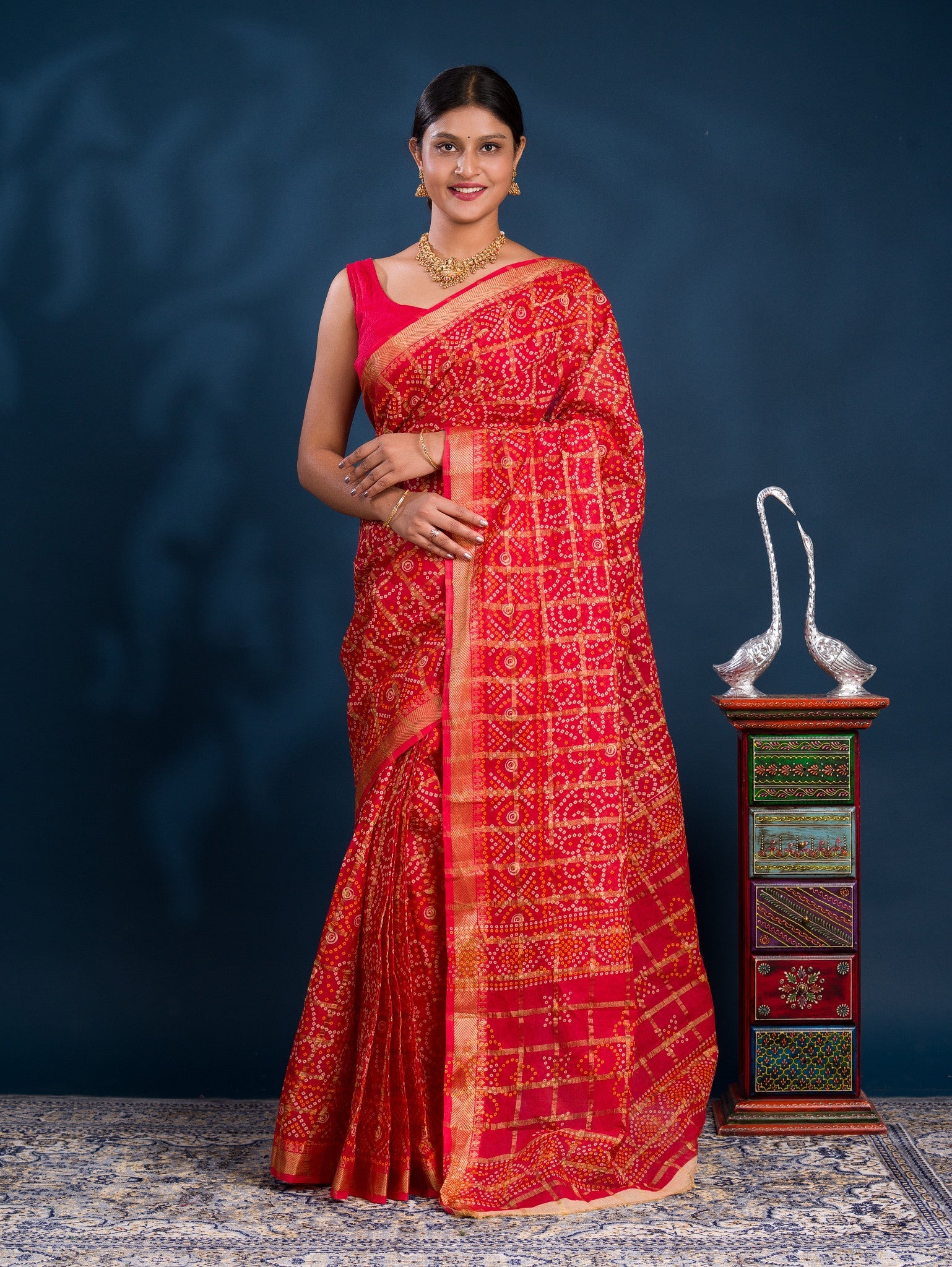 By Ghatchola Saree With Bikaneri bandhej Work 