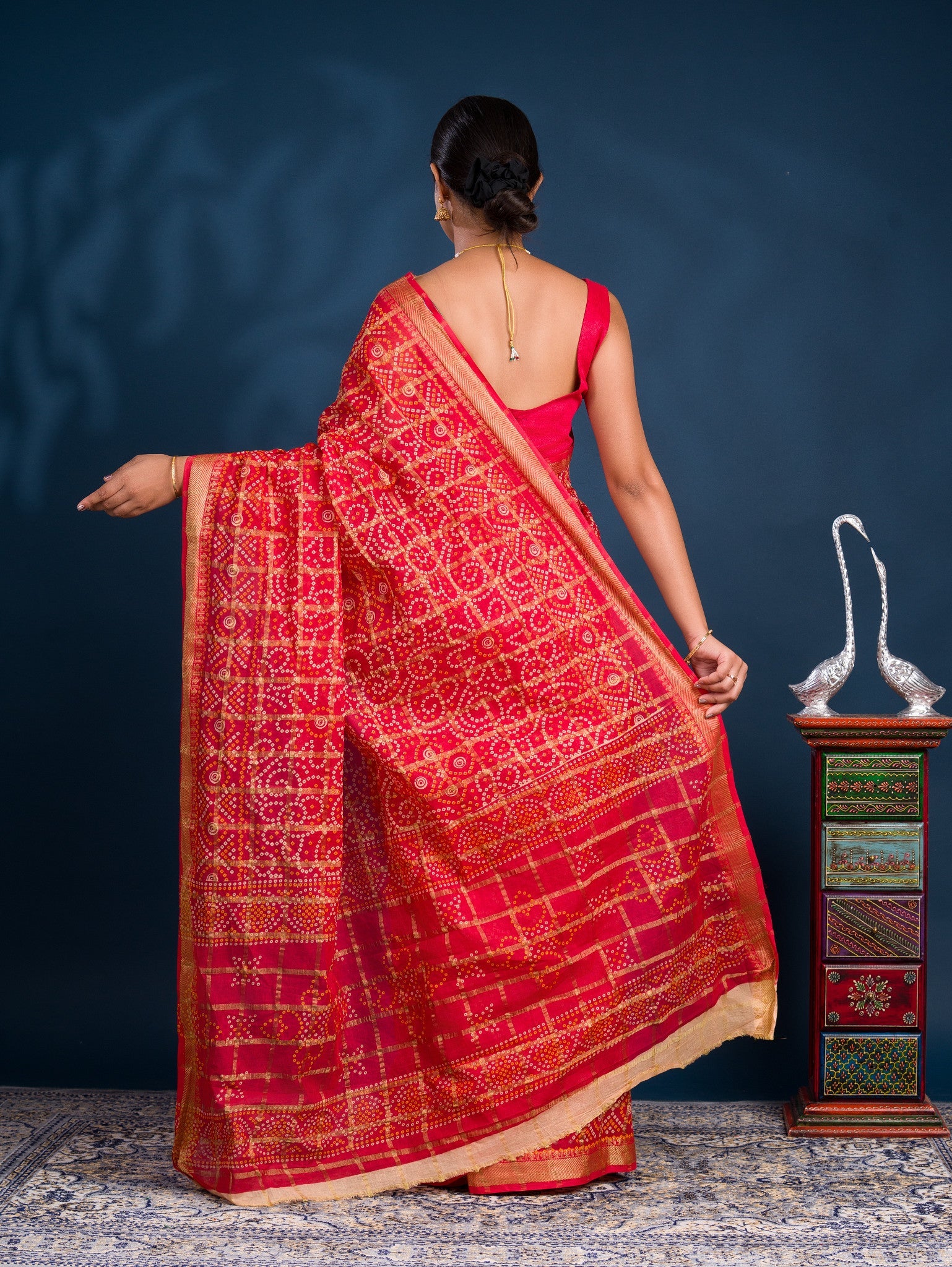 By Ghatchola Saree With Bikaneri bandhej Work 