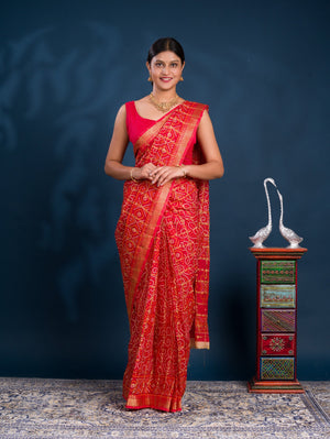 By Ghatchola Saree With Bikaneri bandhej Work 