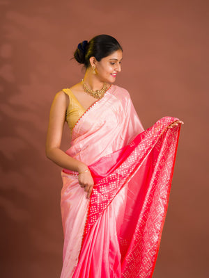 By Bandhani Saree With Gotapatti Work