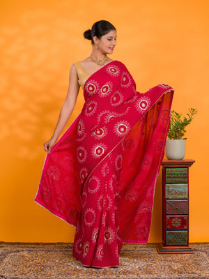 By Gaji Bandhani Saree With Wedding  Wear