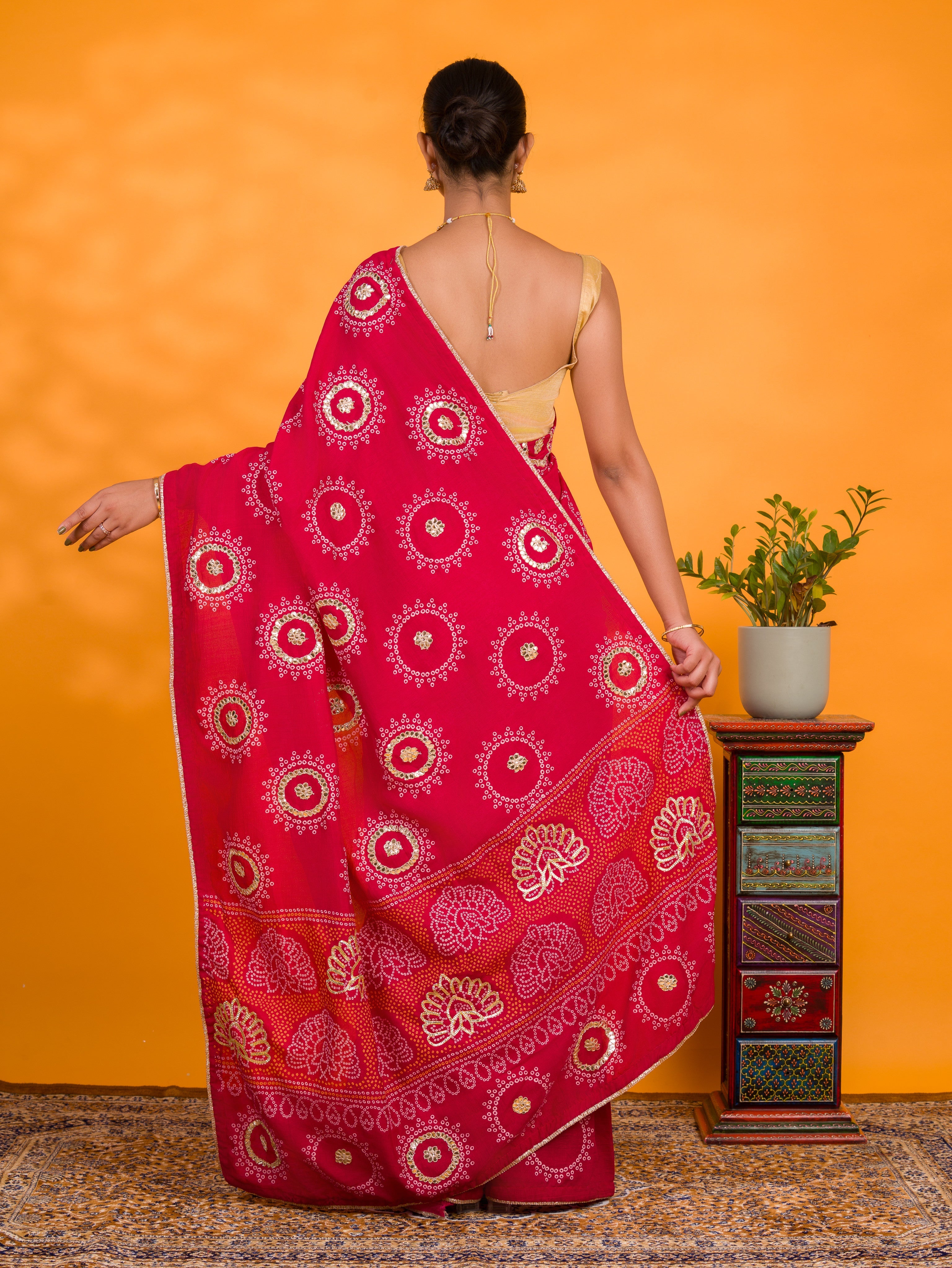 By Gaji Bandhani Saree With Wedding  Wear