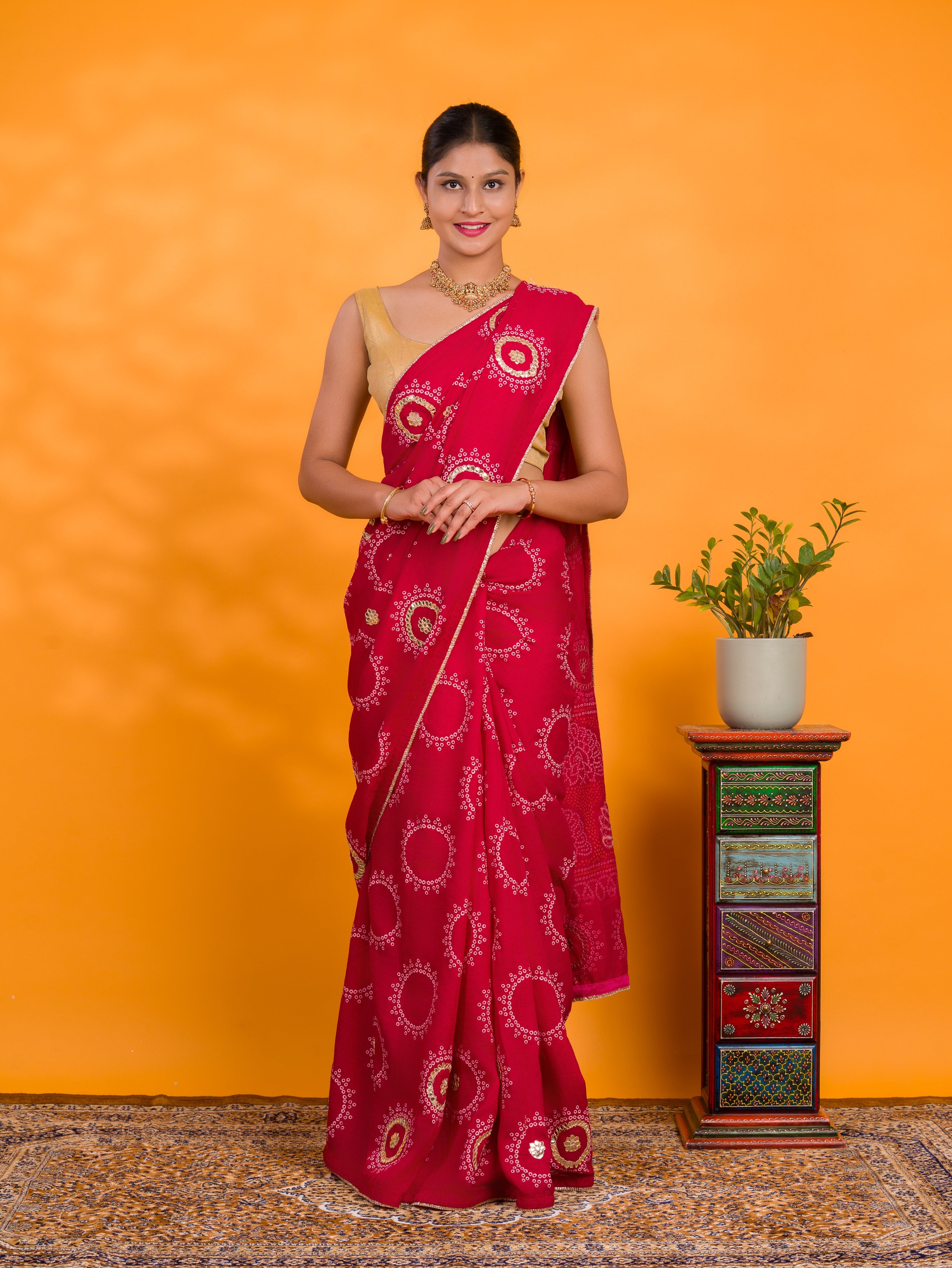 By Gaji Bandhani Saree With Wedding  Wear
