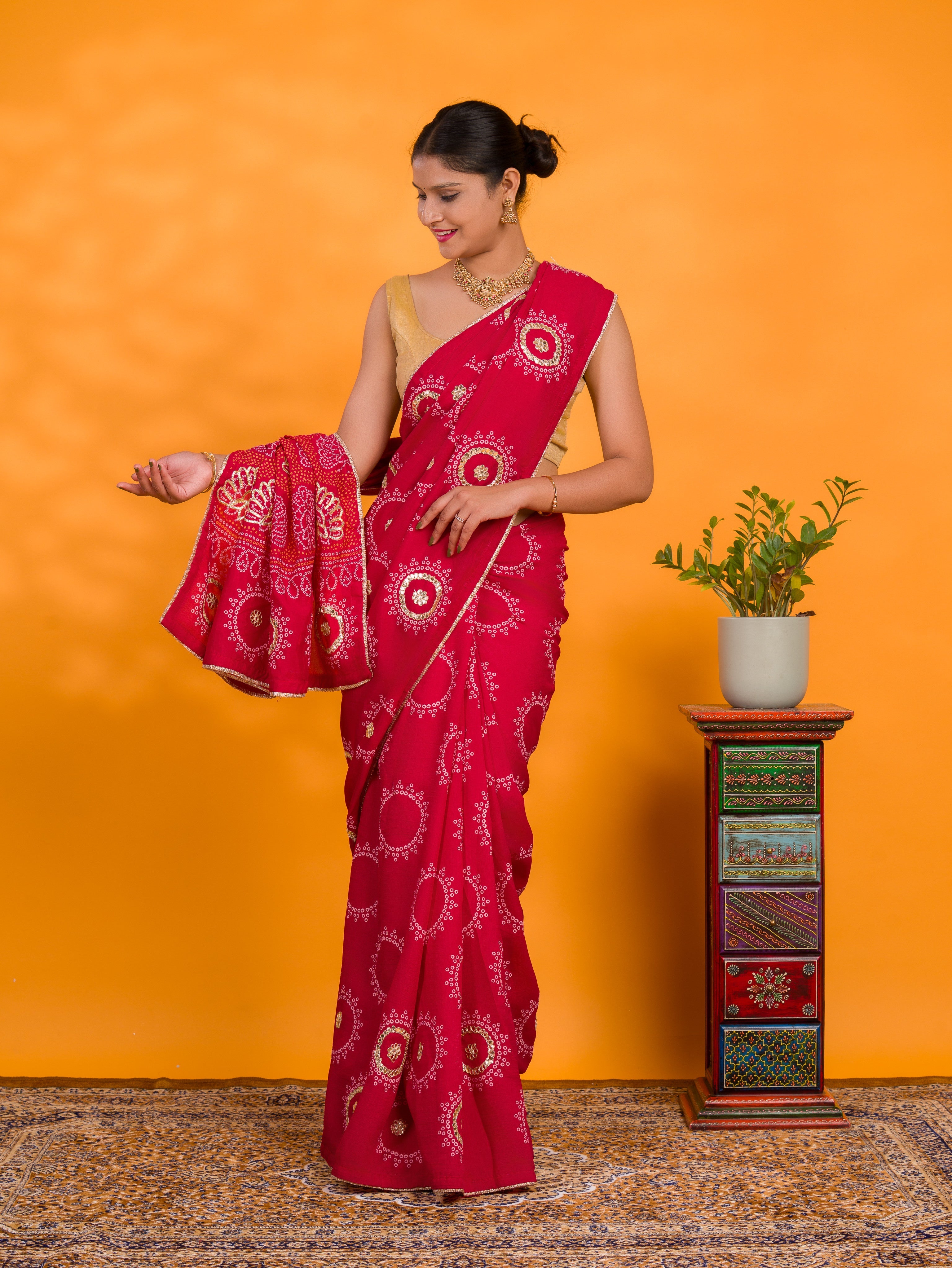 By Gaji Bandhani Saree With Wedding  Wear