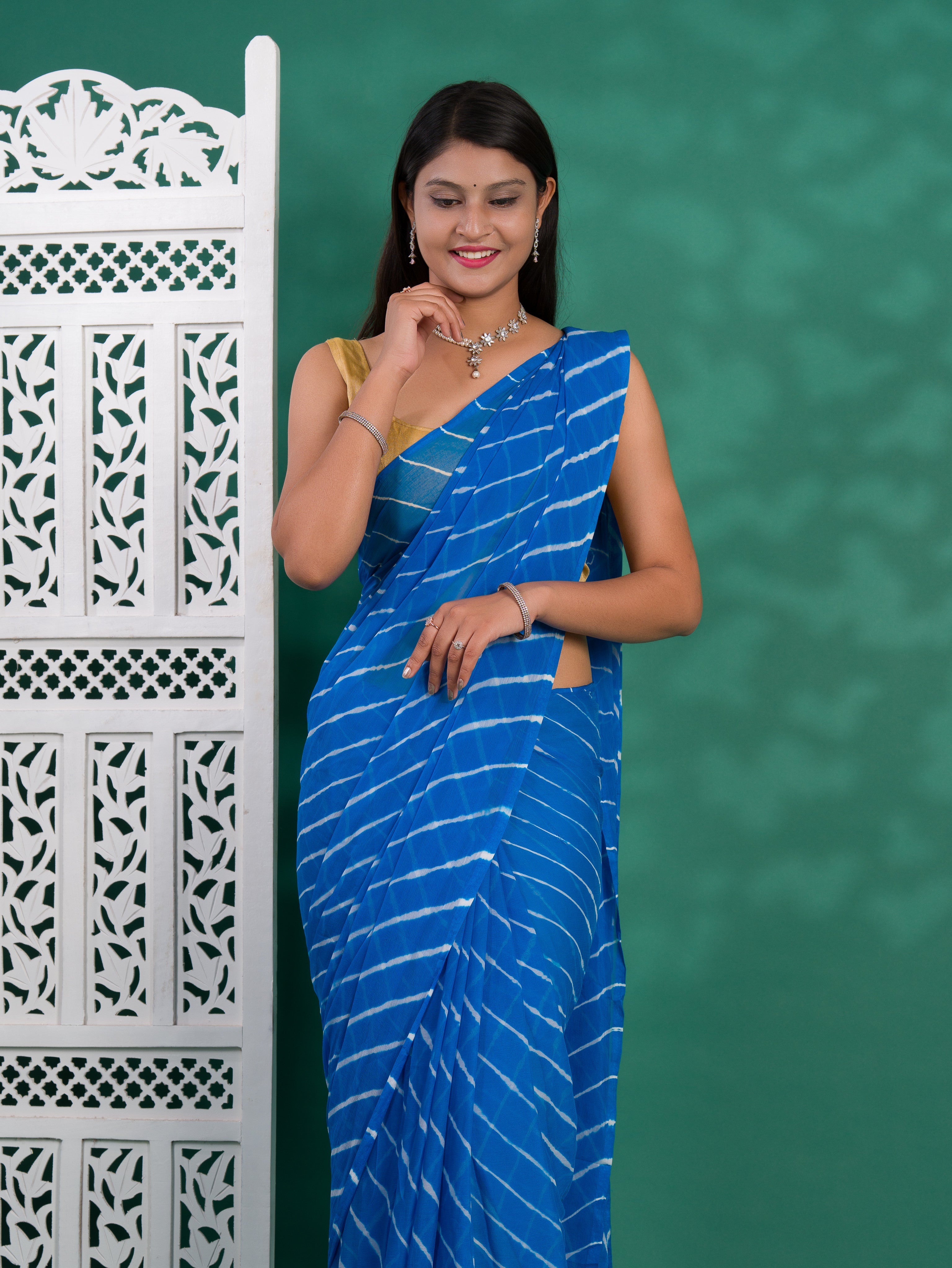Tanmira Beautiful New Chiffon Leheriya Style With Casual Wear Saree KRN