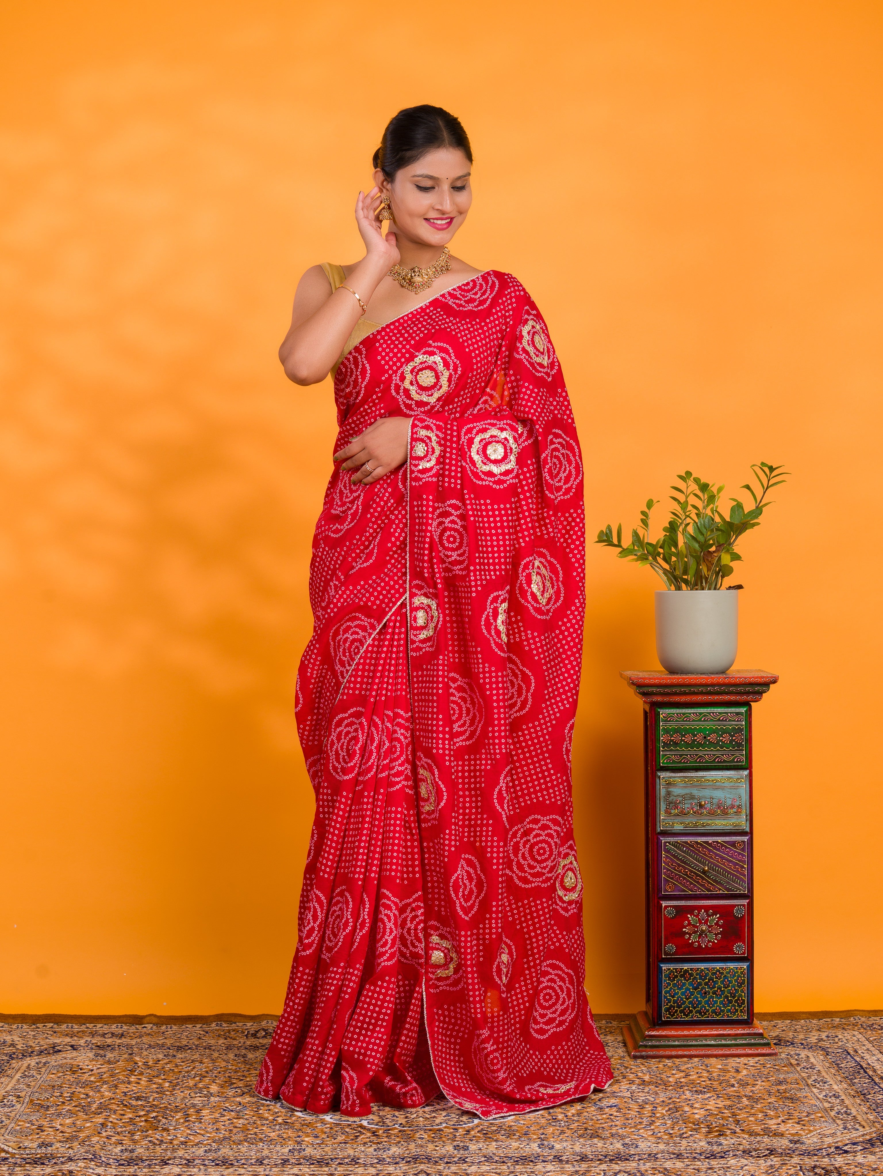 By Bandhani Saree With Casual Wear