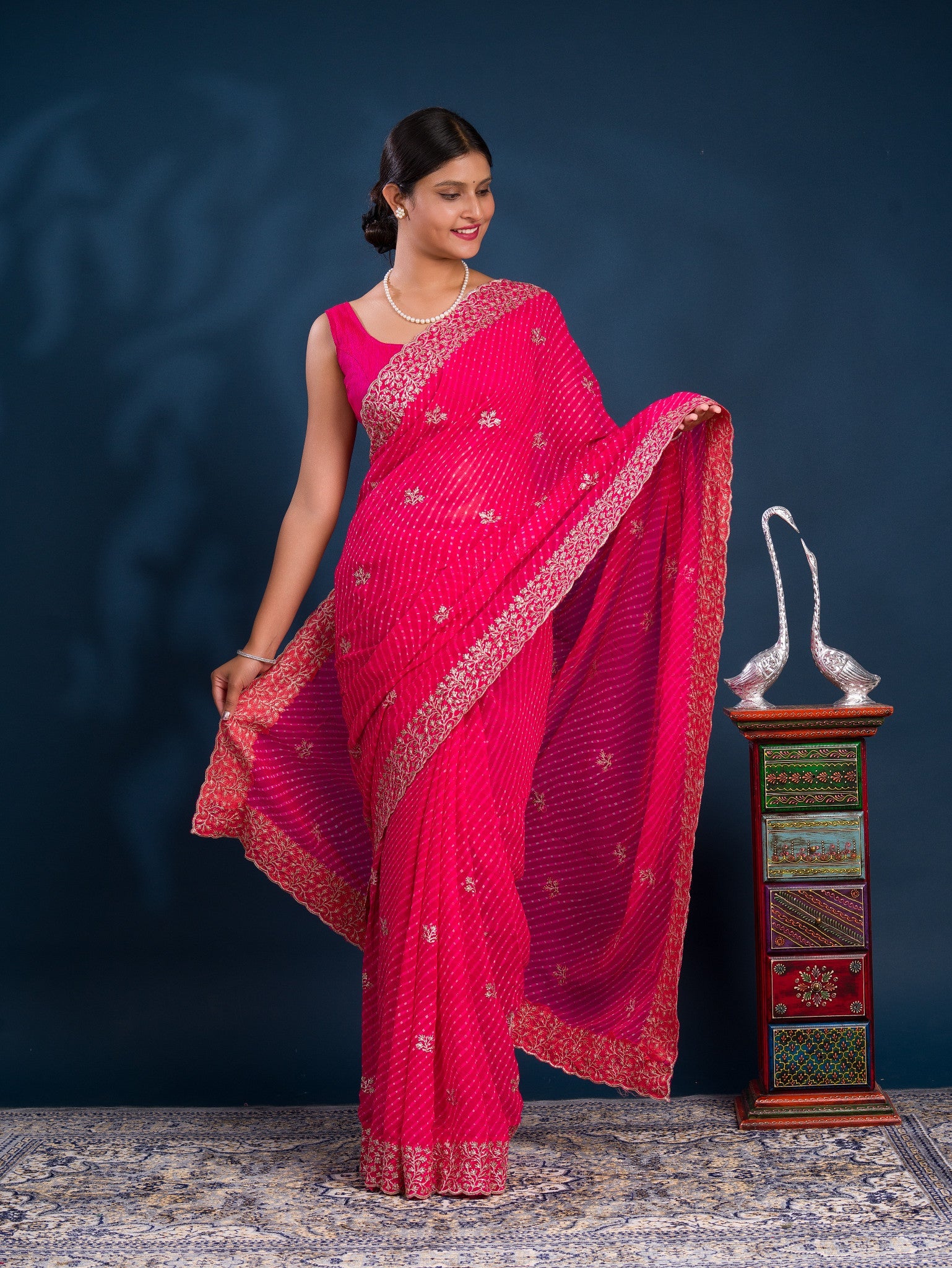 By Lehariya Saree With Embrodery Work