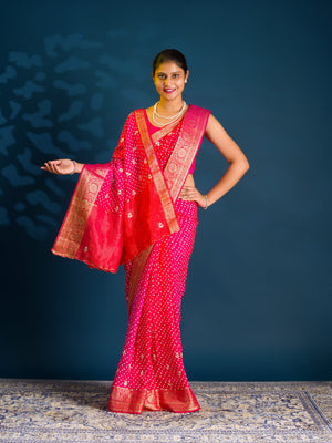  By Bandhani Saree with Gota Patti Work
