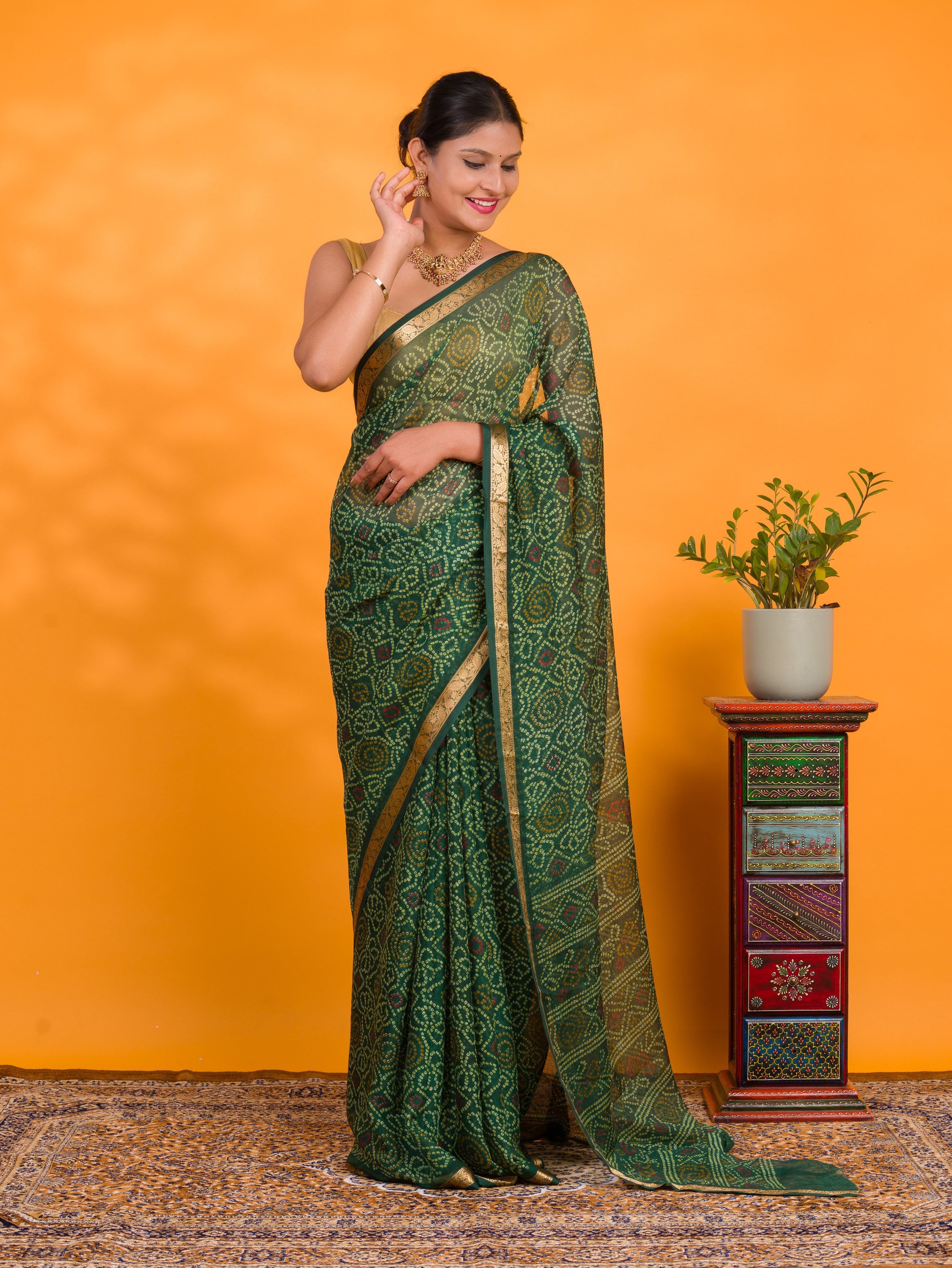 By Bandhani Saree With Casual wear