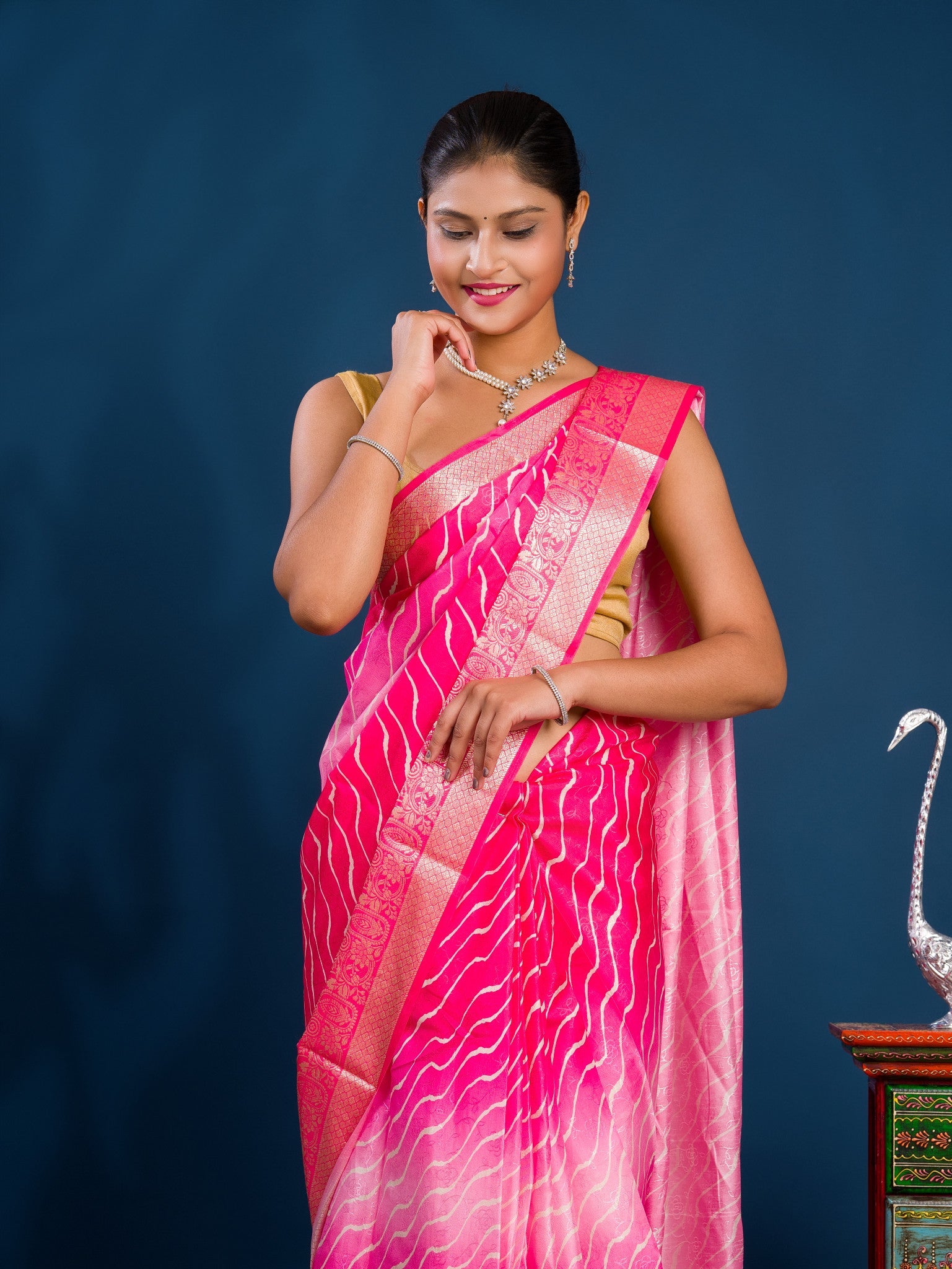 By New Dola Silk Bollywood Style With Zari border Saree
