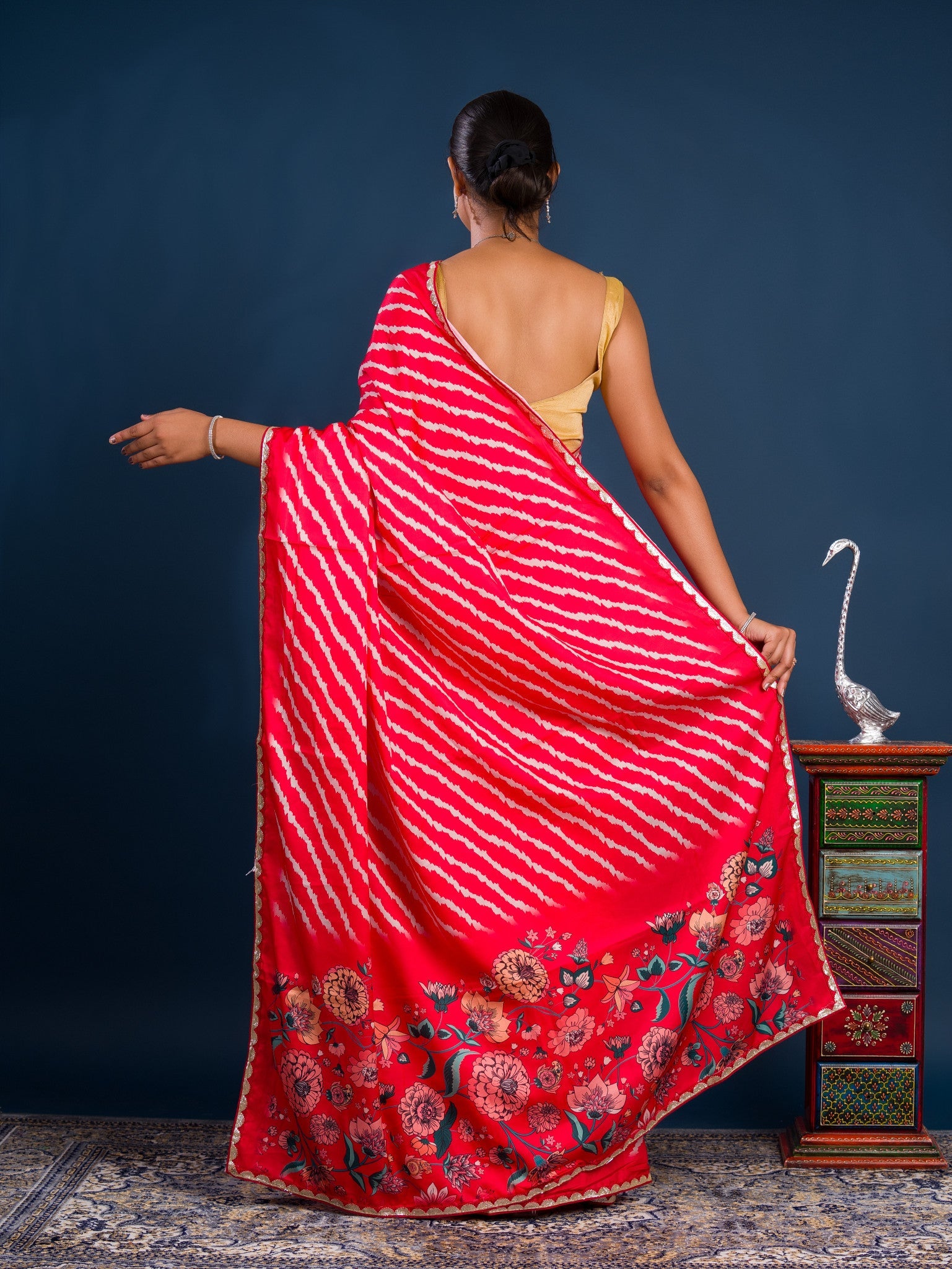 By Latest Leheriya Saree With Gotapatti Border