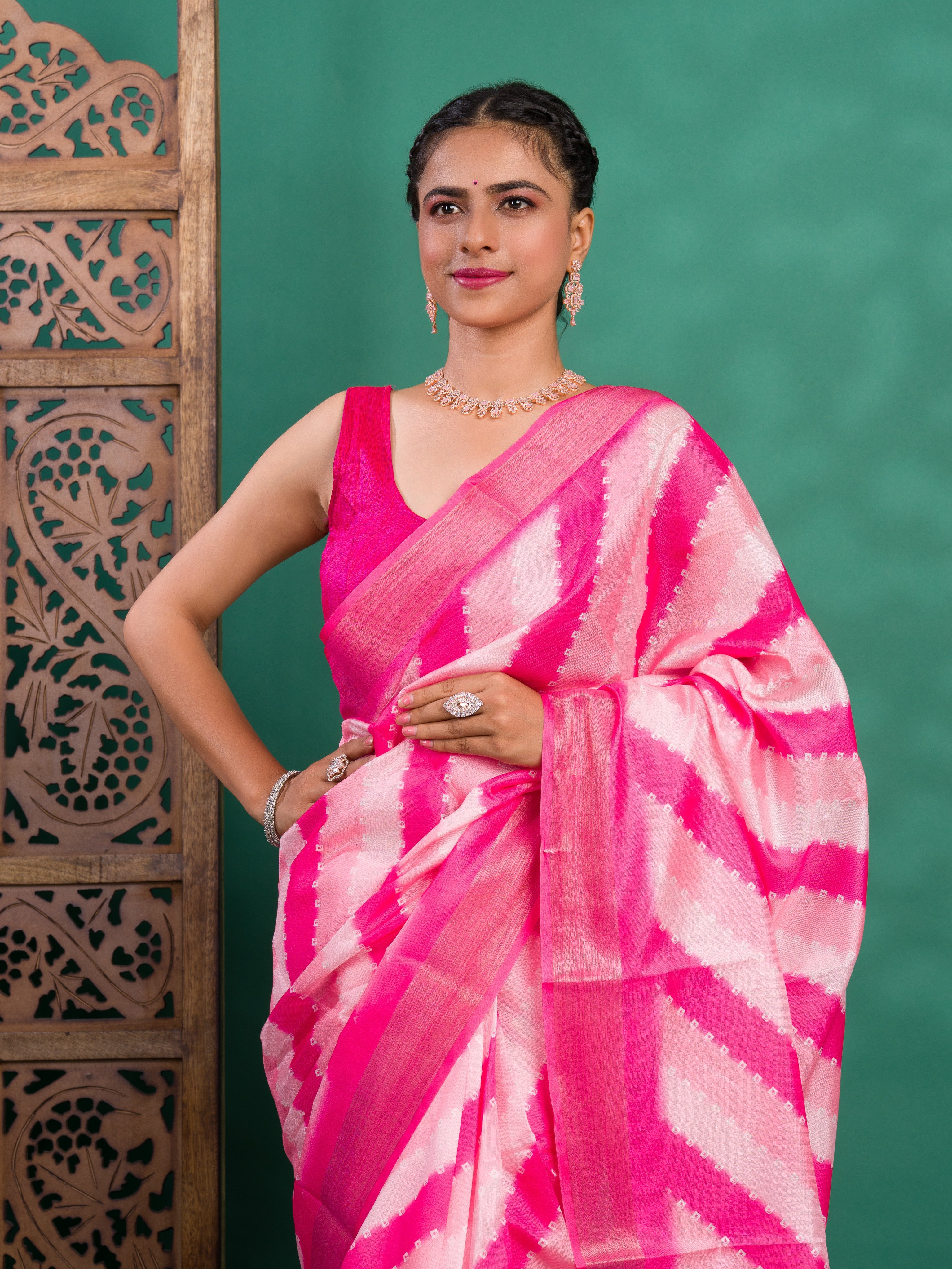 Tanmira New Arrival Cotton silk Leheriya Style With Zari Border Saree GAN