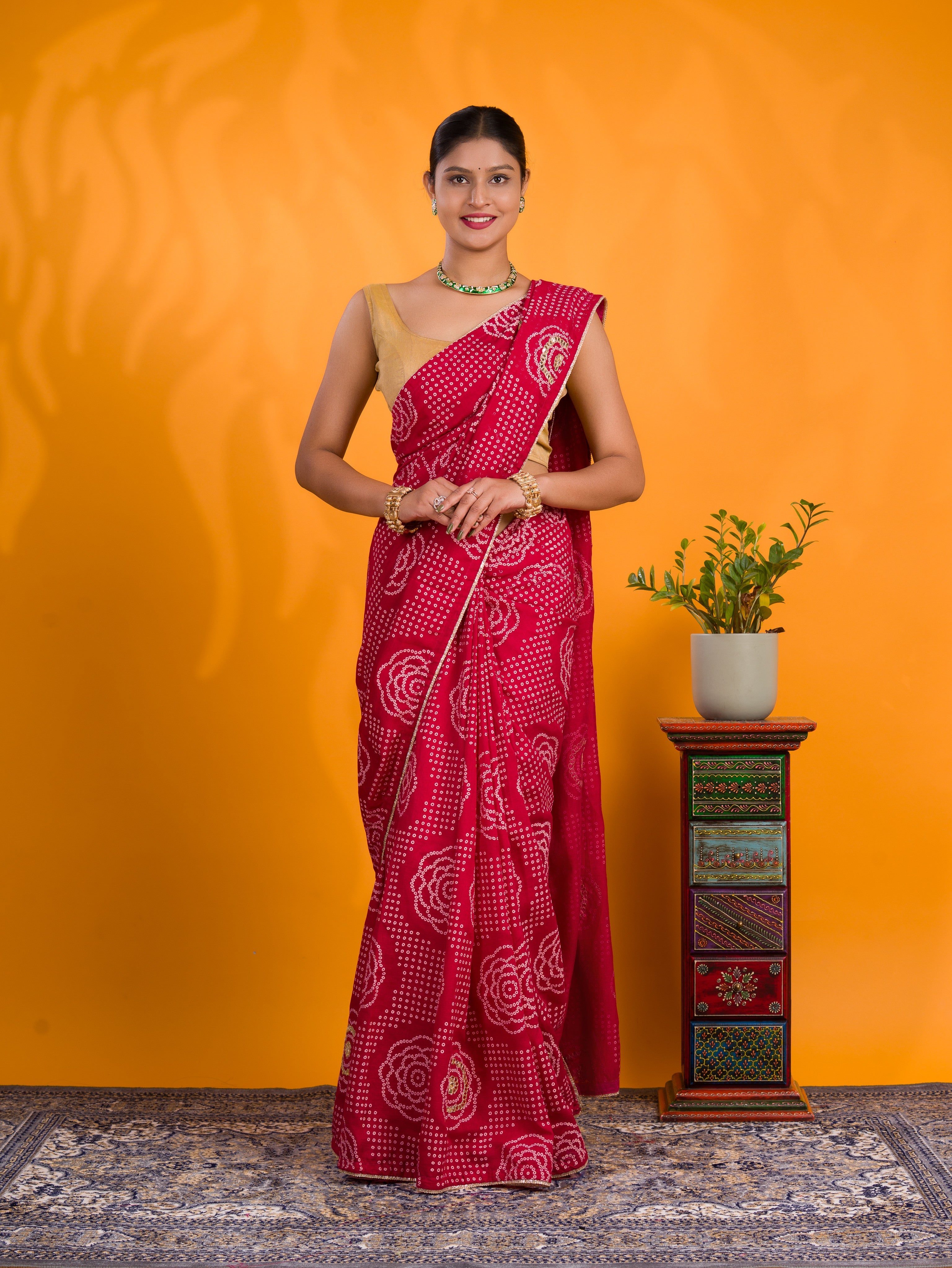 By Bandhani Saree With Casual Wear