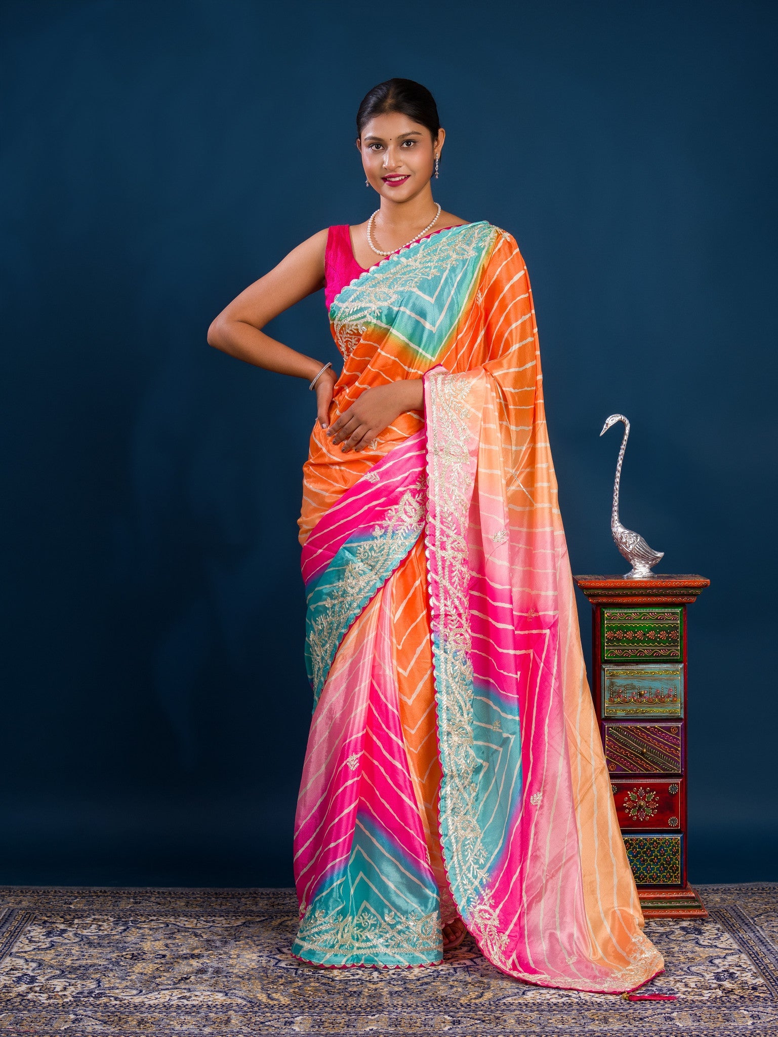 A  colorful saree in leheriya style 