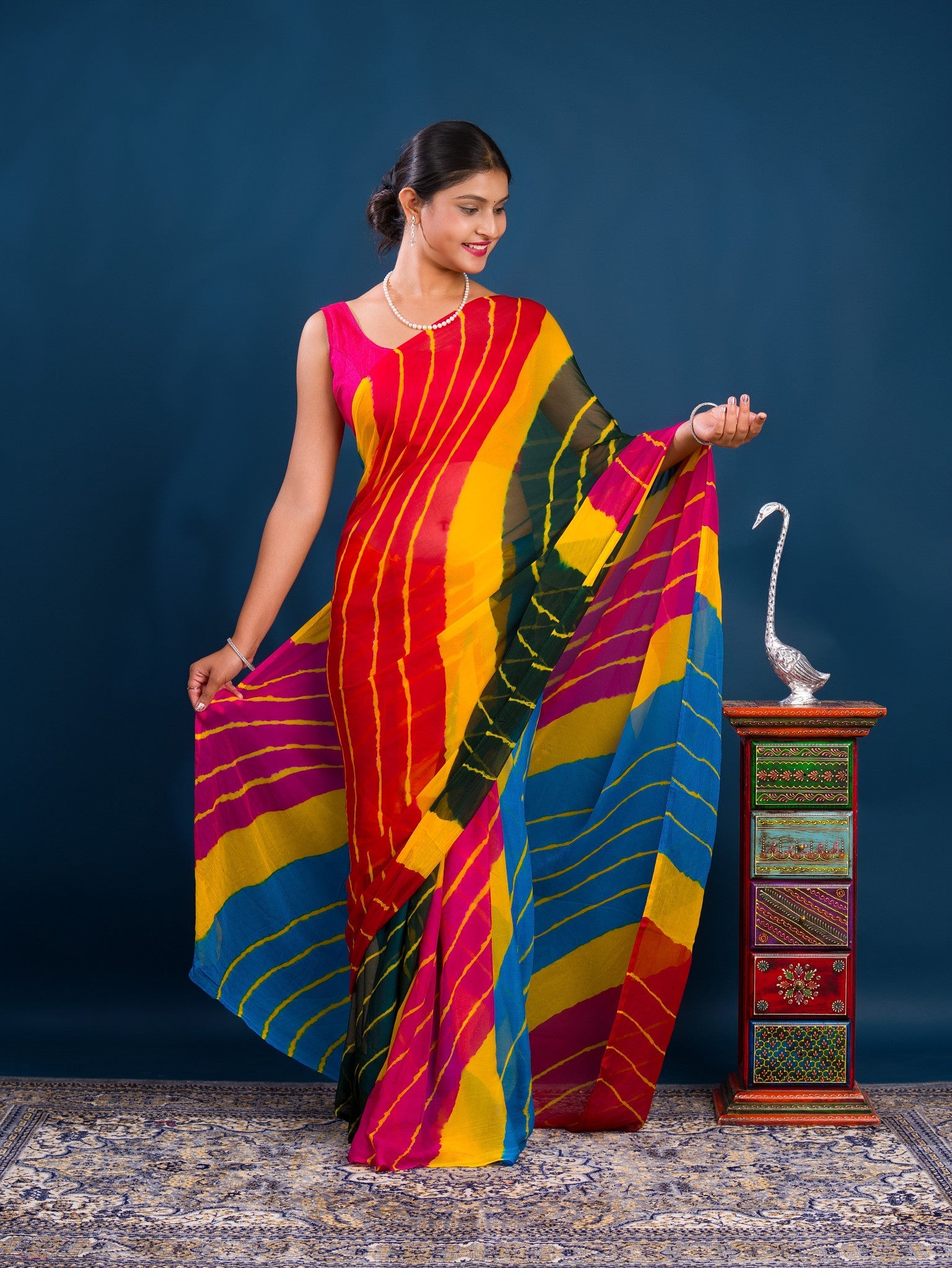 By New Chiffon Leheriya Style With Casual Wear Saree