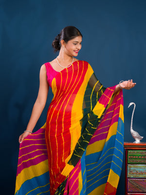 By New Chiffon Leheriya Style With Casual Wear Saree