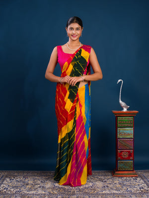 By New Chiffon Leheriya Style With Casual Wear Saree