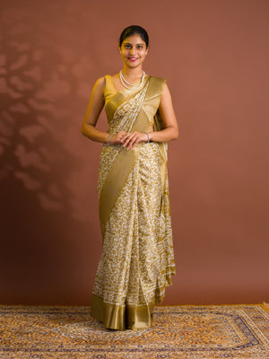 By Printed Style With Zari border Saree