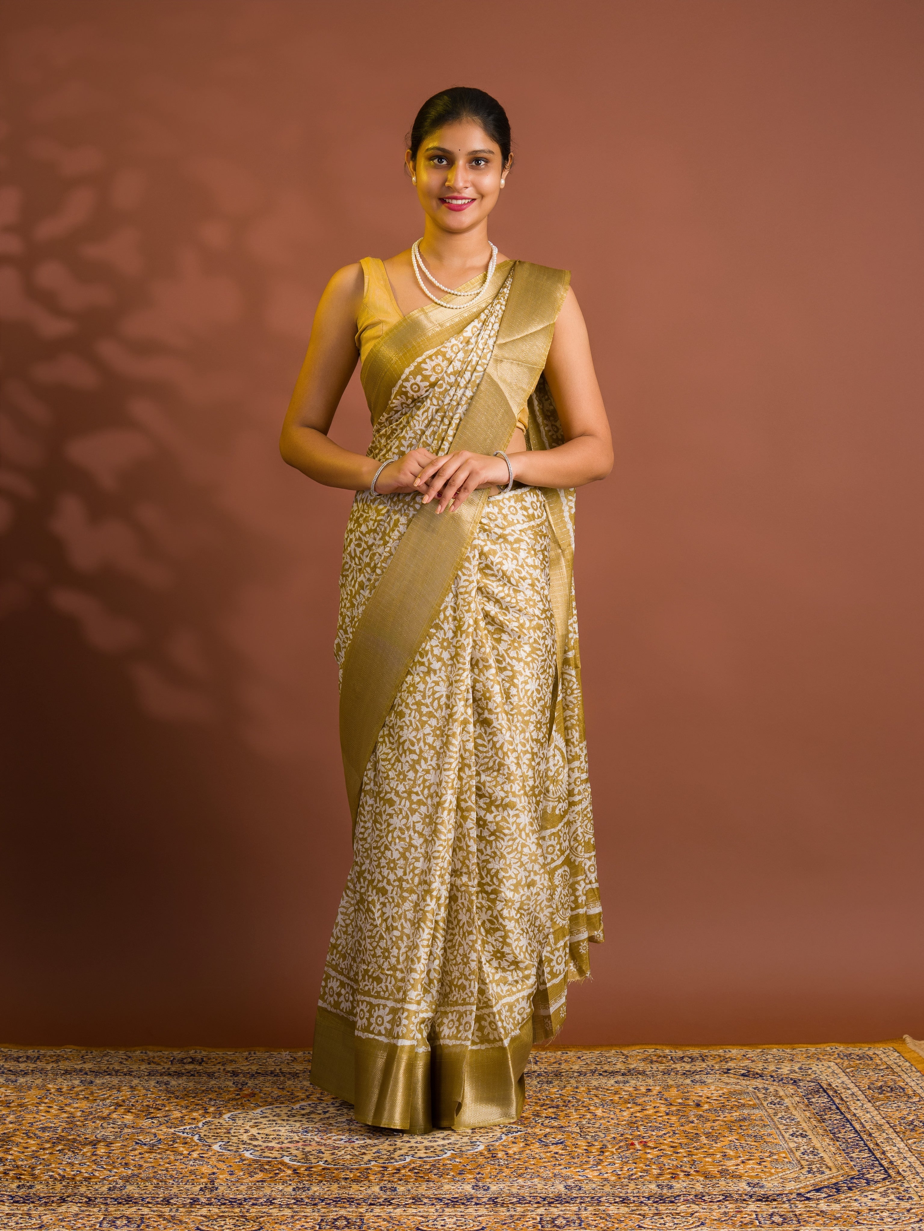 By Printed Style With Zari border Saree